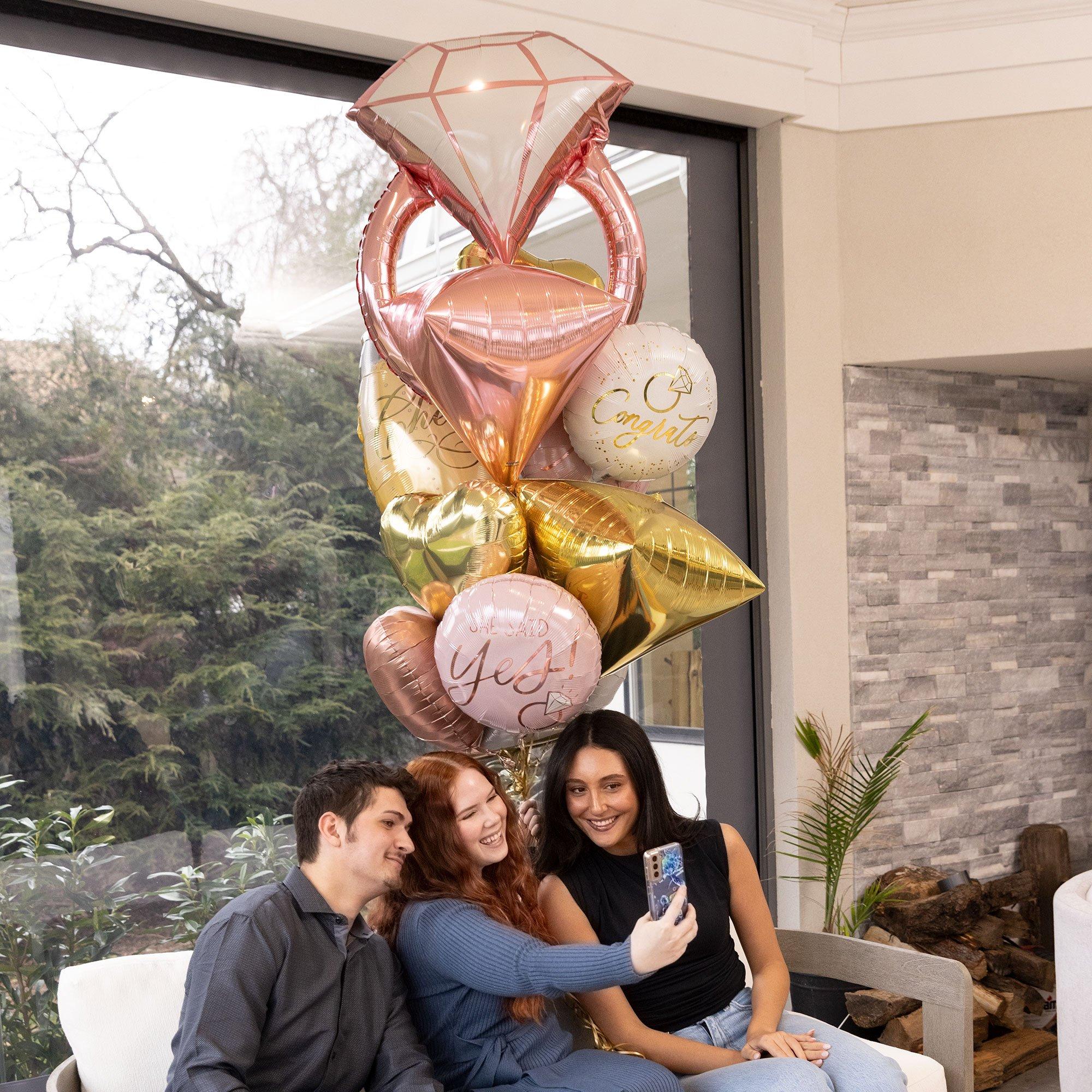 Giant Engagement Ring Foil Balloon. 30in. Assorted Colors - Image 4