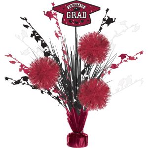 Congrats Grad Tinsel Burst Spray Centerpiece. 18in. Assorted Colors