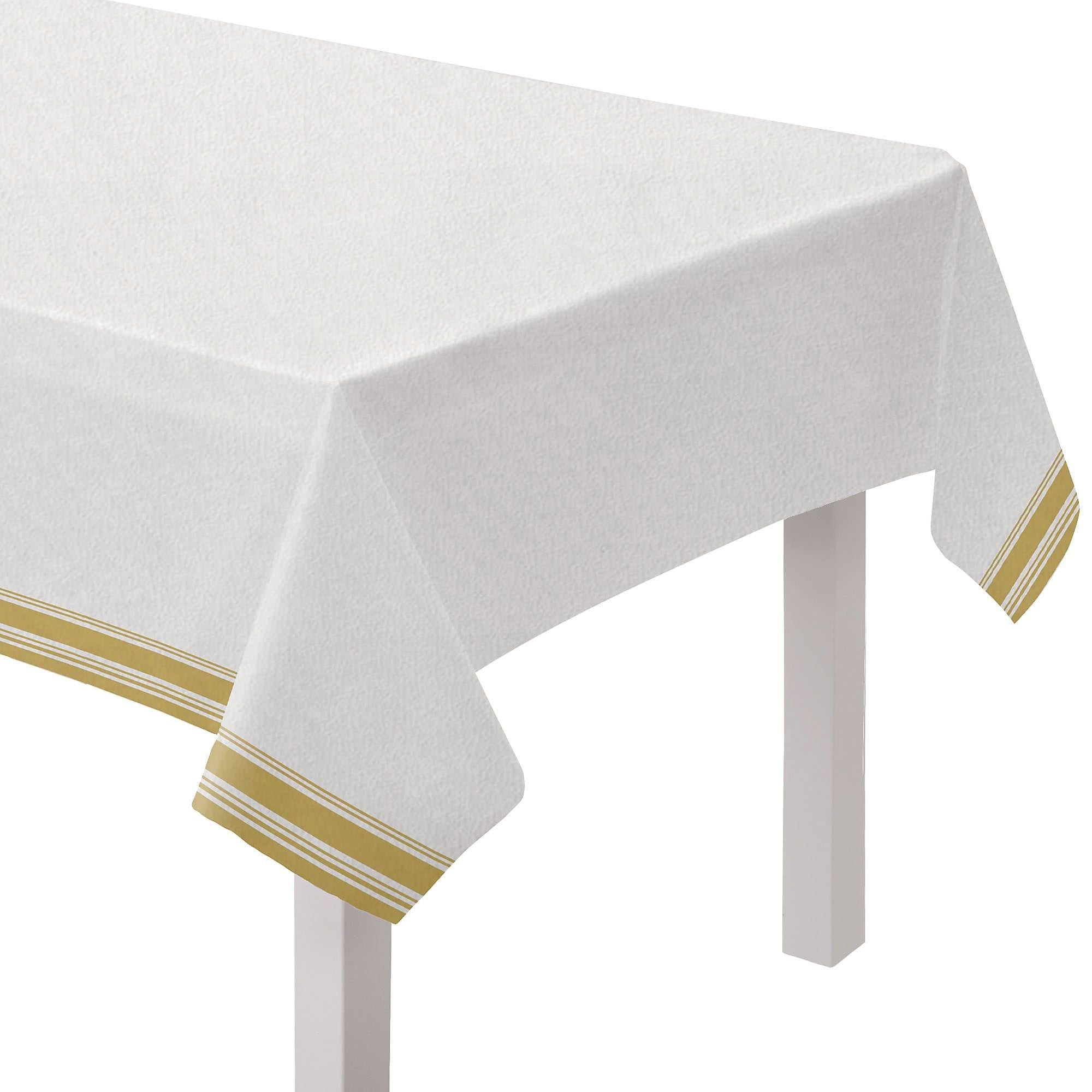 Striped Border Premium Paper Table Cover. 54in x 102in. Assorted Colors - Image 2