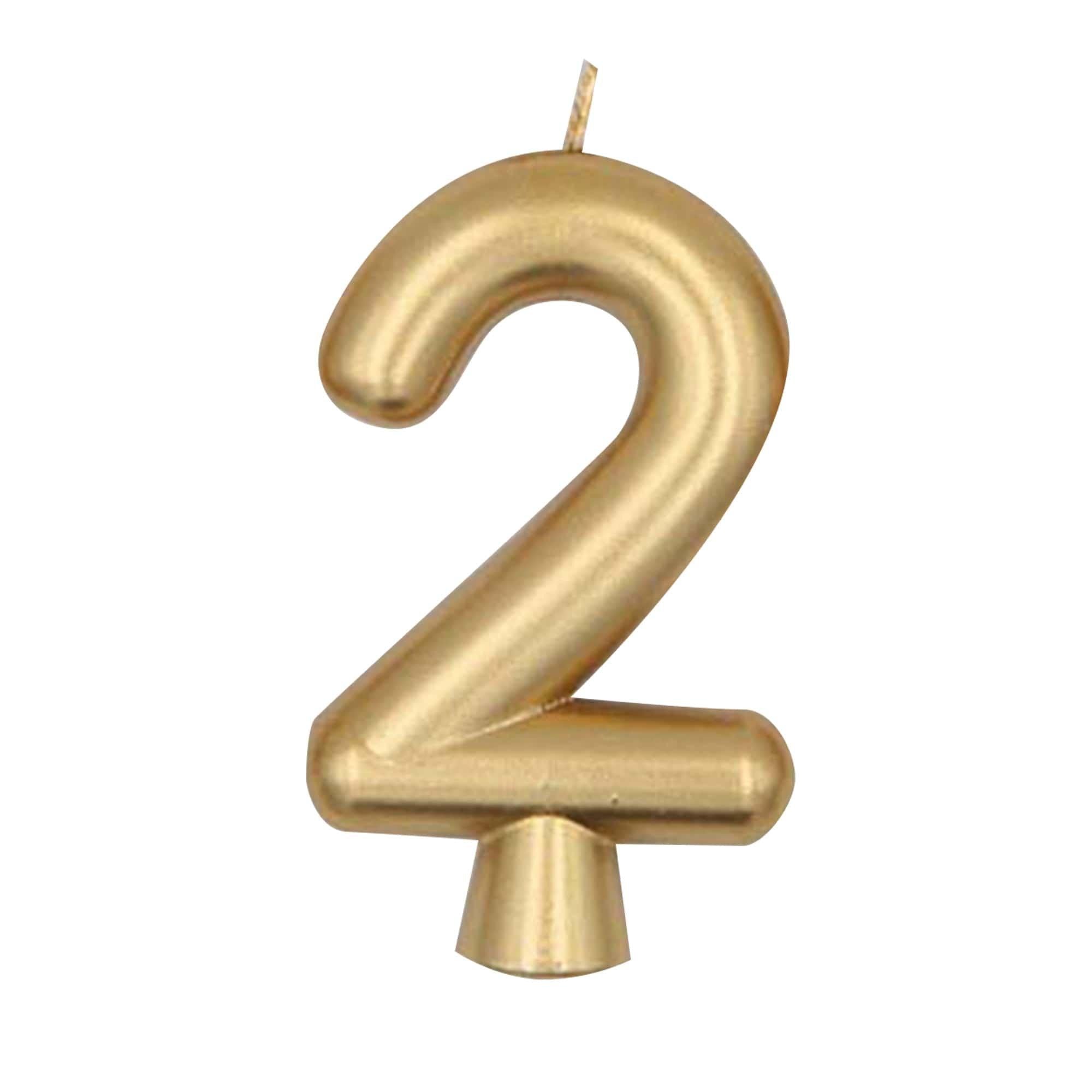 Birthday Number (0-9) Candle Gold Metallic. Assorted Colors - Image 5