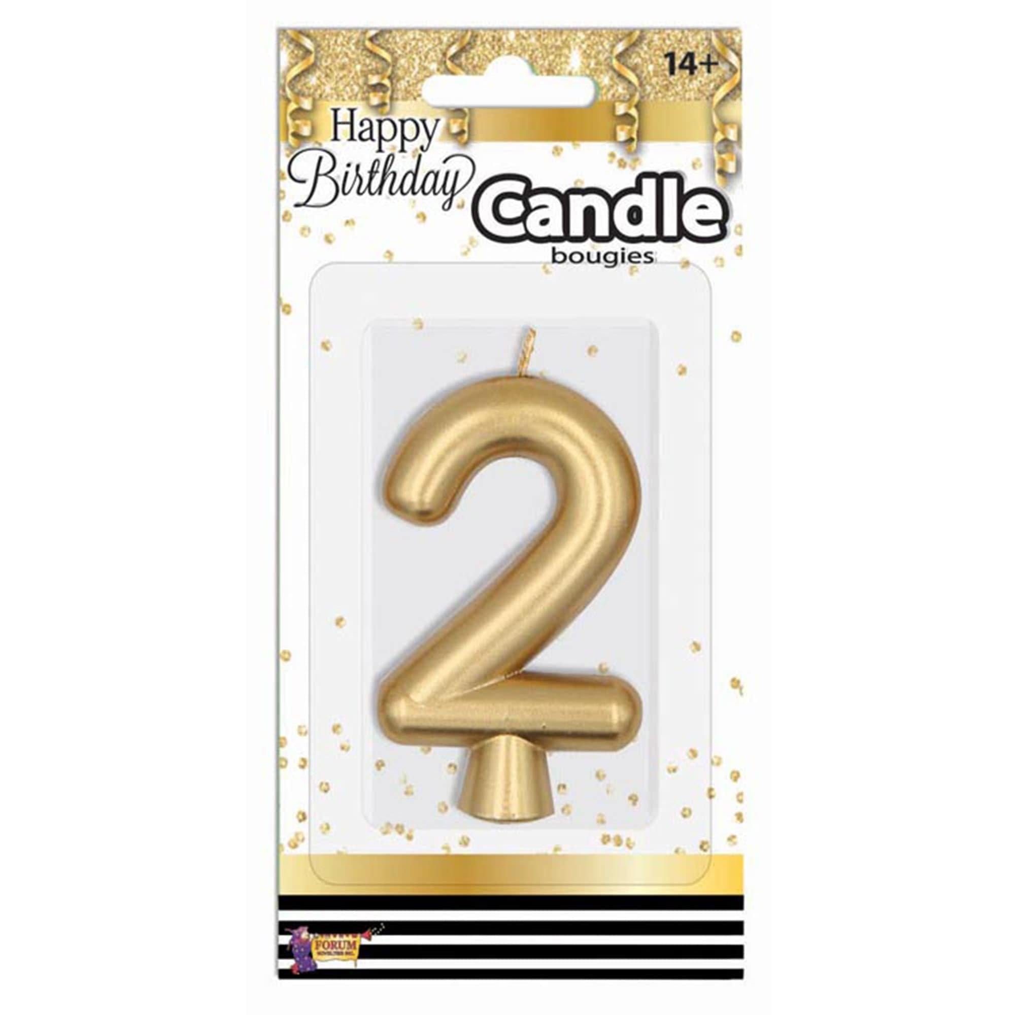 Birthday Number (0-9) Candle Gold Metallic. Assorted Colors - Image 6