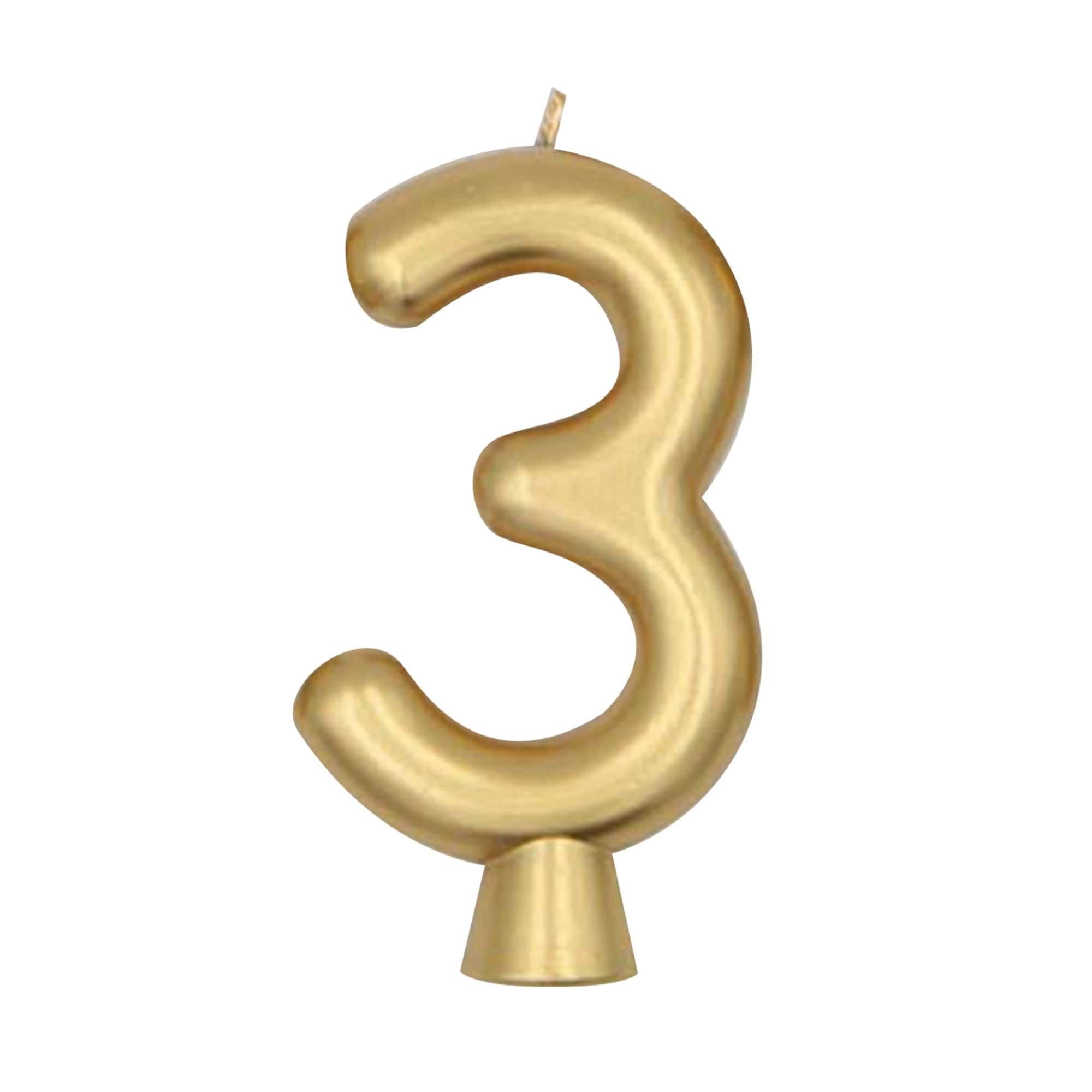 Birthday Number (0-9) Candle Gold Metallic. Assorted Colors - Image 7
