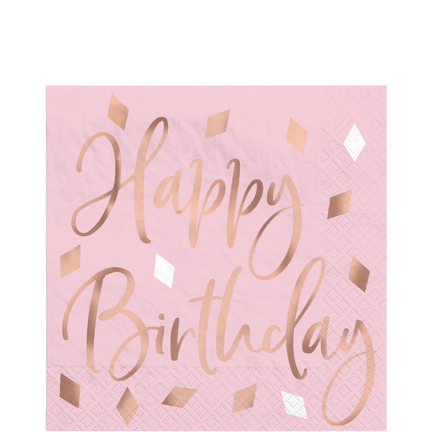Metallic Blush Birthday Lunch or Beverage Napkins. 16ct - Image 2