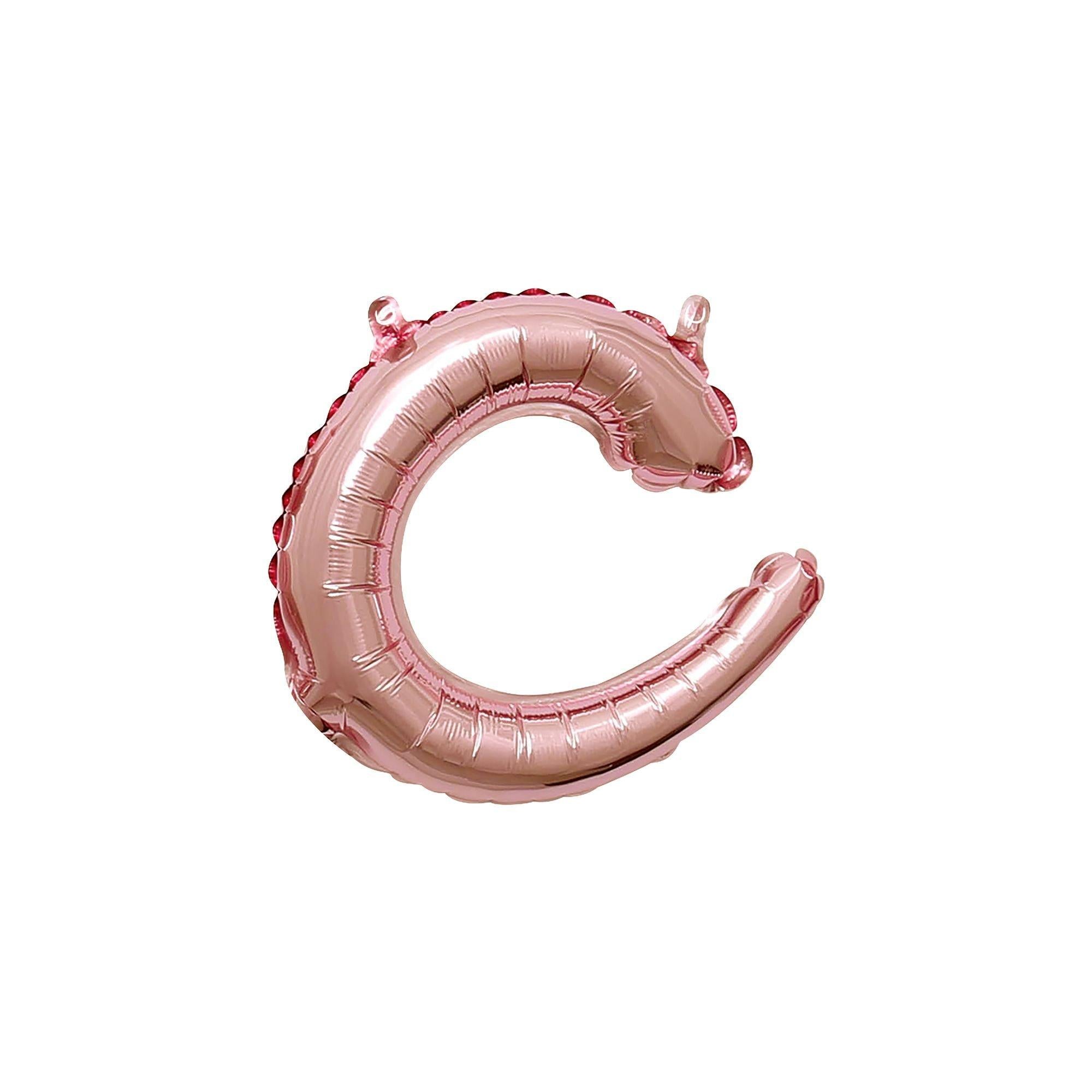 Air-Filled Rose Gold Lowercase Cursive Letter (A-Z) Foil Balloon. 10in x 8in - Image 8