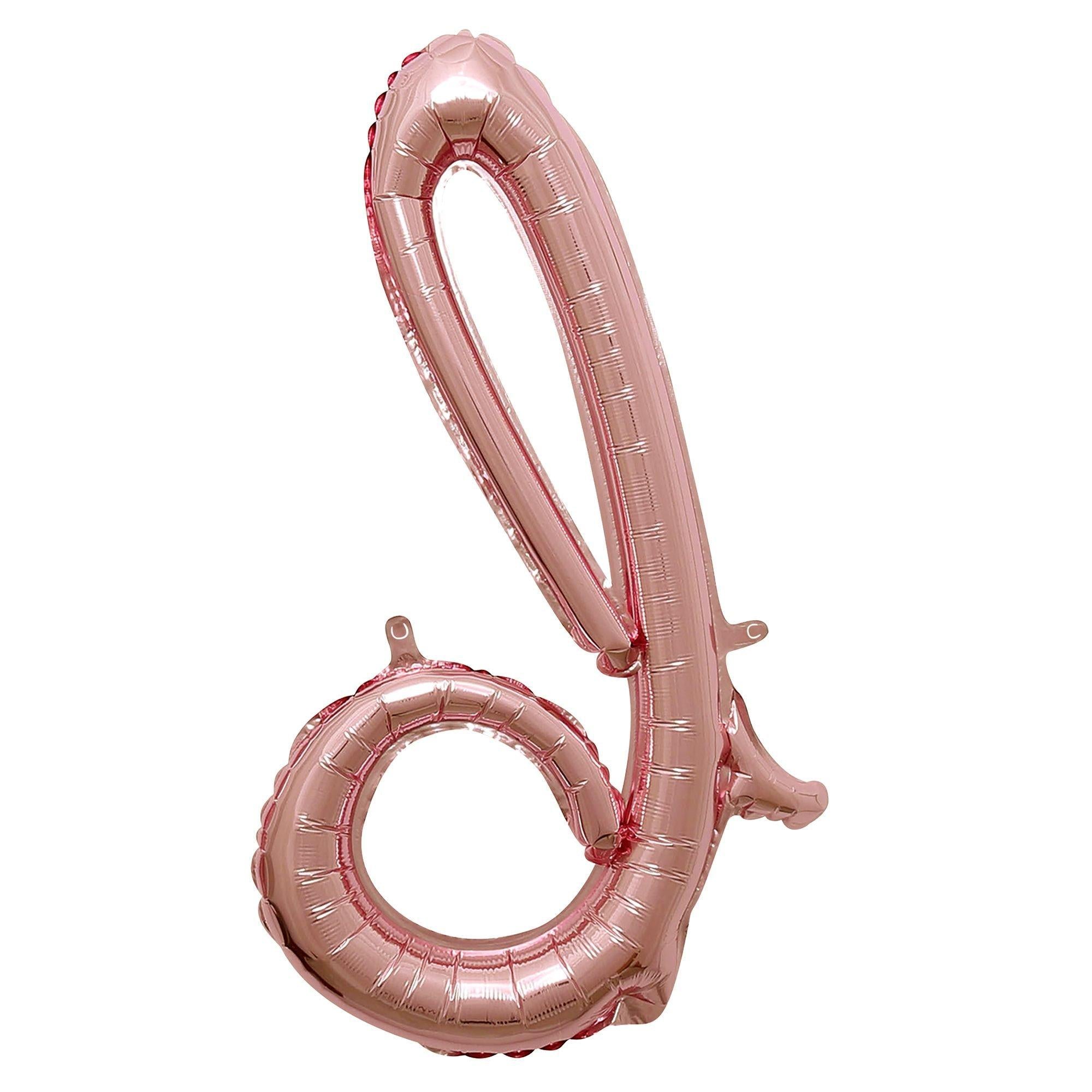 Air-Filled Rose Gold Lowercase Cursive Letter (A-Z) Foil Balloon. 10in x 8in - Image 11