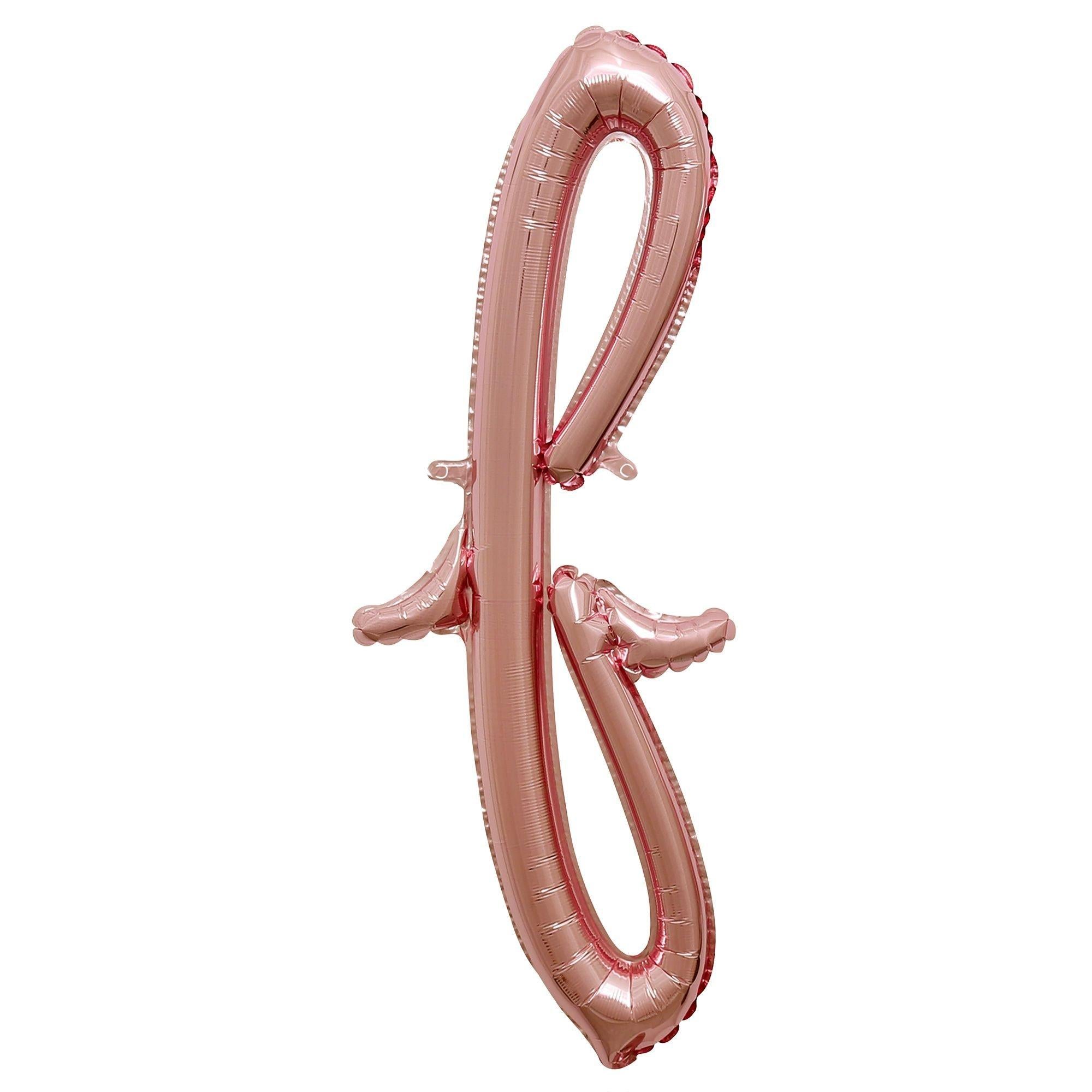 Air-Filled Rose Gold Lowercase Cursive Letter (A-Z) Foil Balloon. 10in x 8in - Image 17