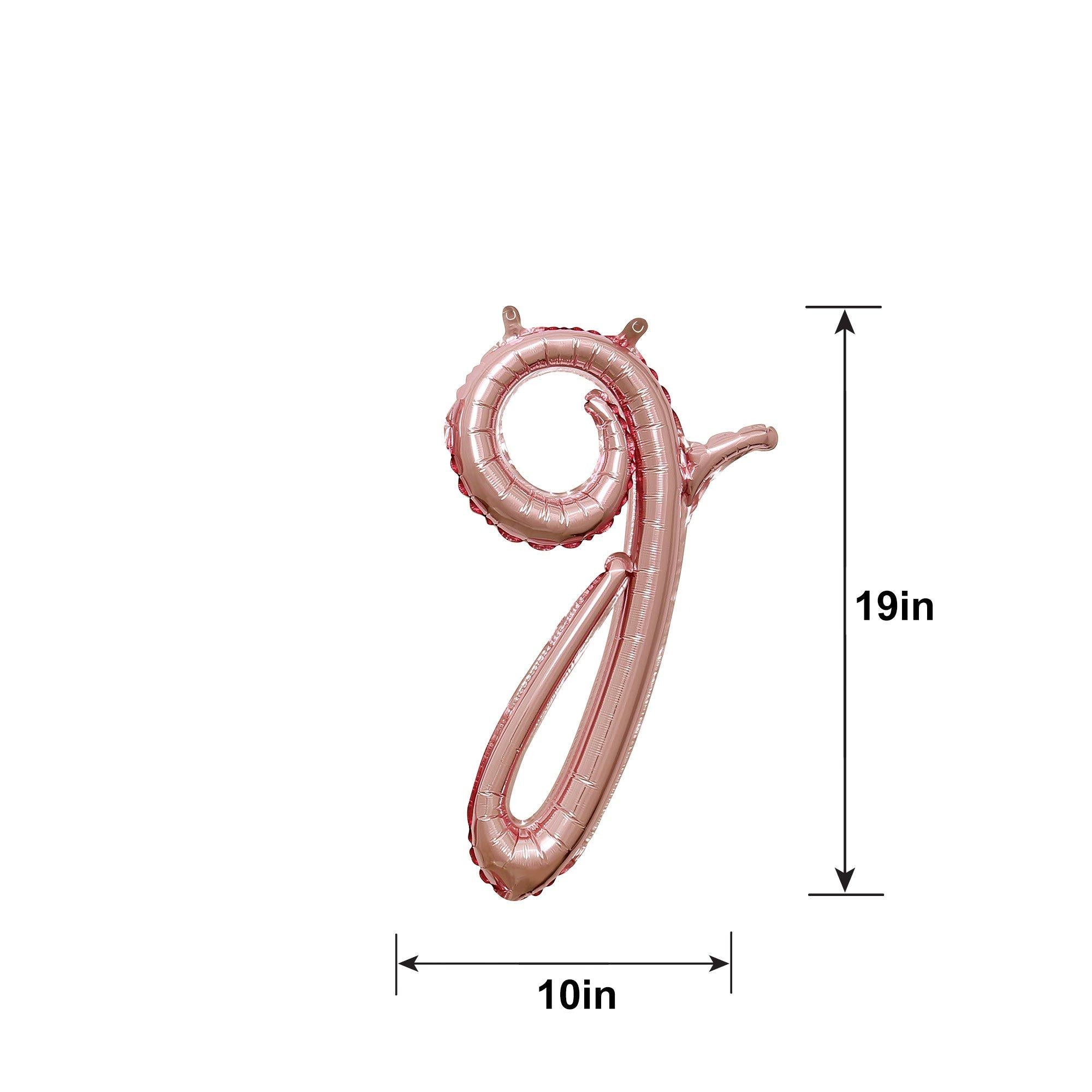 Air-Filled Rose Gold Lowercase Cursive Letter (A-Z) Foil Balloon. 10in x 8in - Image 22
