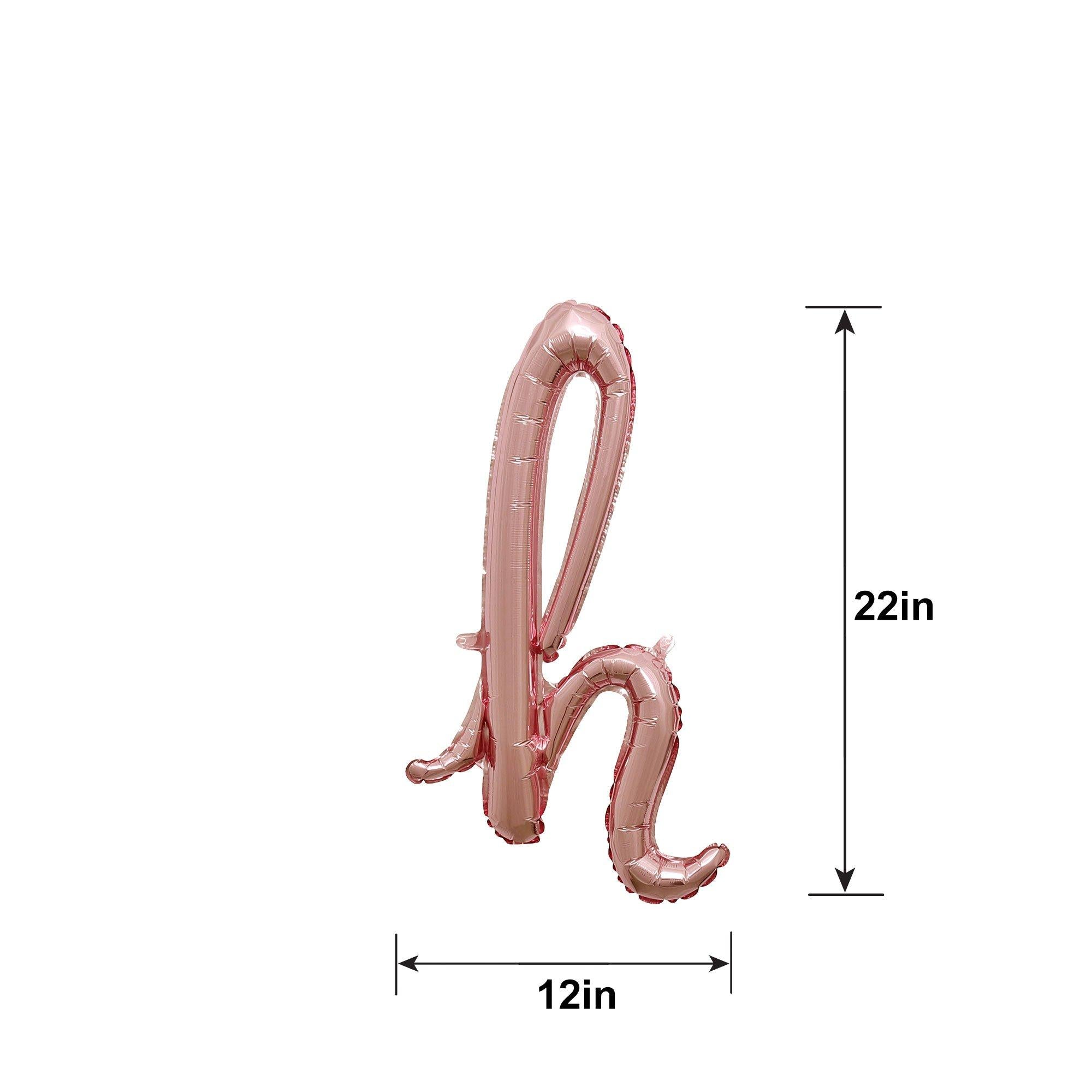 Air-Filled Rose Gold Lowercase Cursive Letter (A-Z) Foil Balloon. 10in x 8in - Image 25