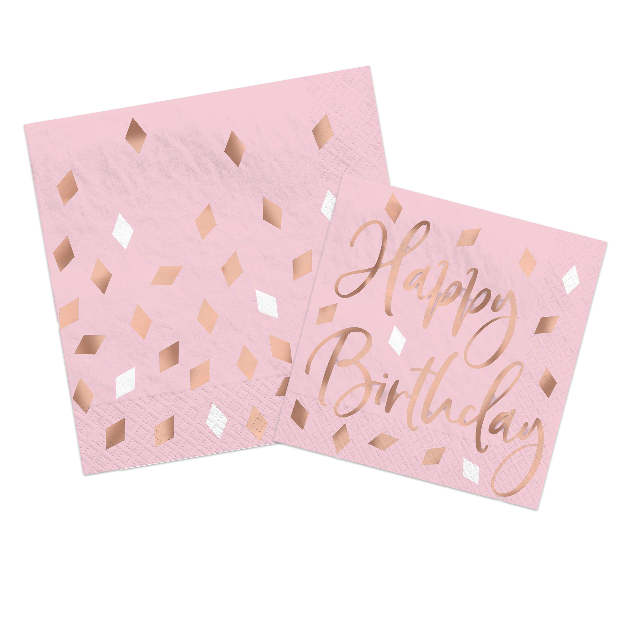 Metallic Blush Birthday Lunch or Beverage Napkins. 16ct