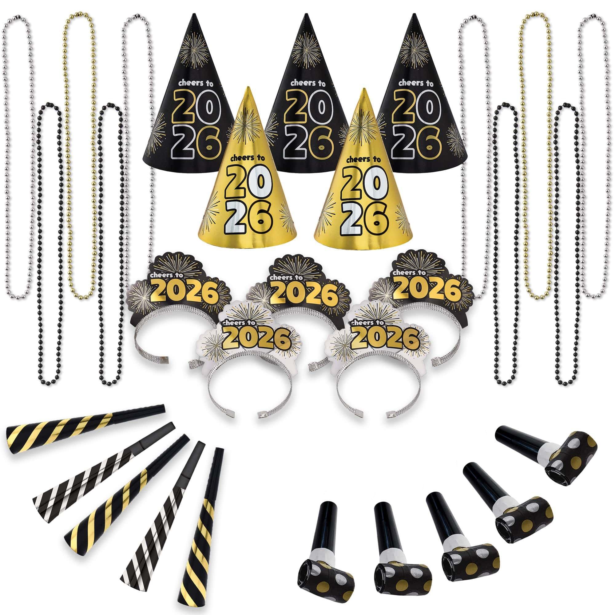 Black. Silver. & Gold NYE Party Kit. Multiple Counts - Image 2