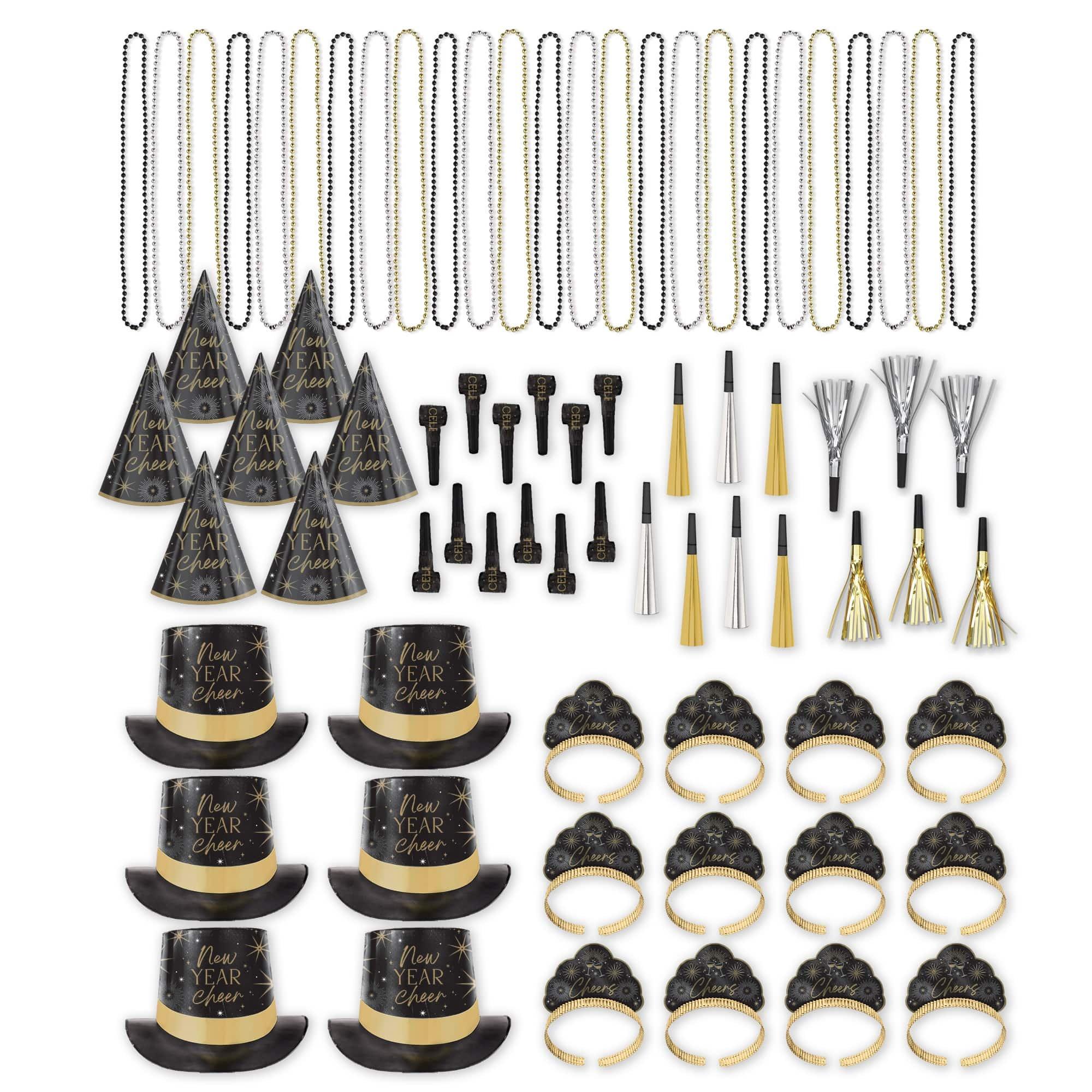 Black. Silver. & Gold NYE Party Kit. Multiple Counts - Image 4