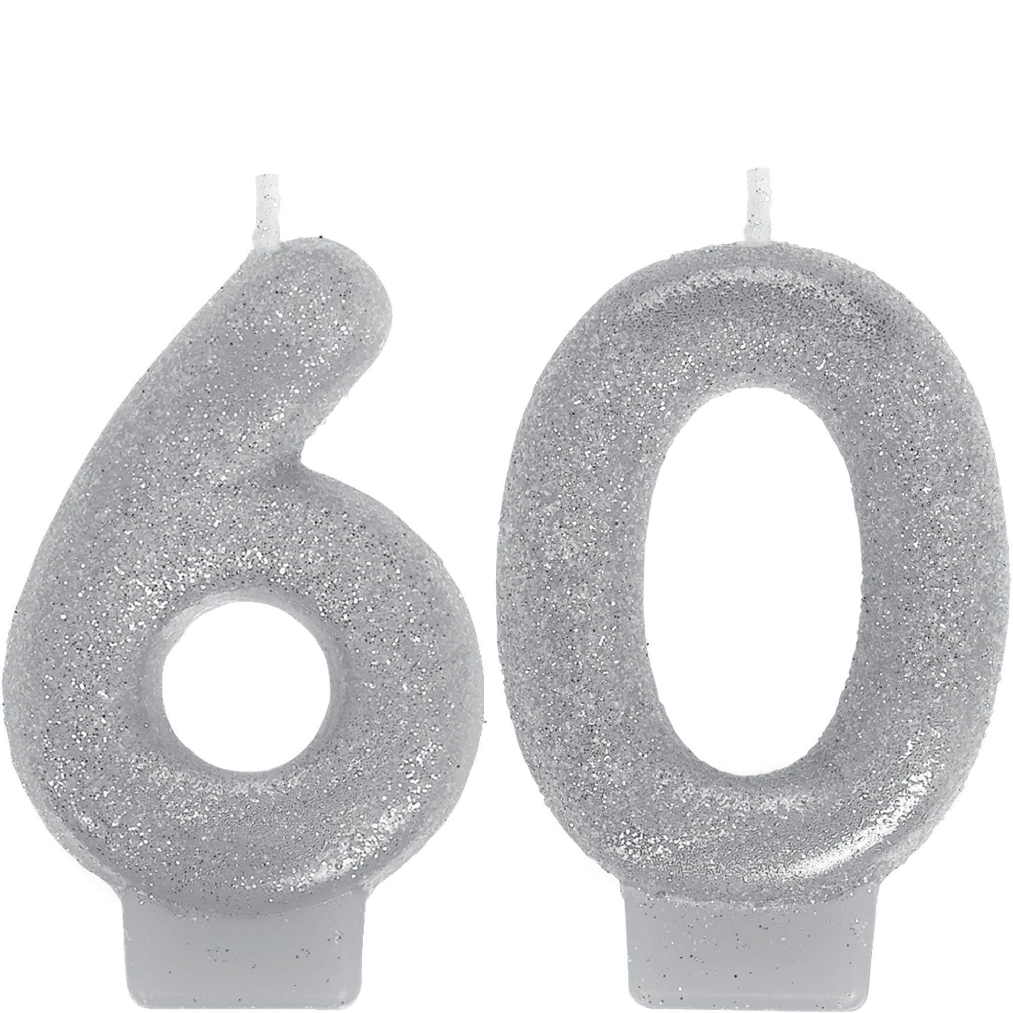 Glitter Silver Number (0-9) Birthday Candles 2ct. Ages - Image 3