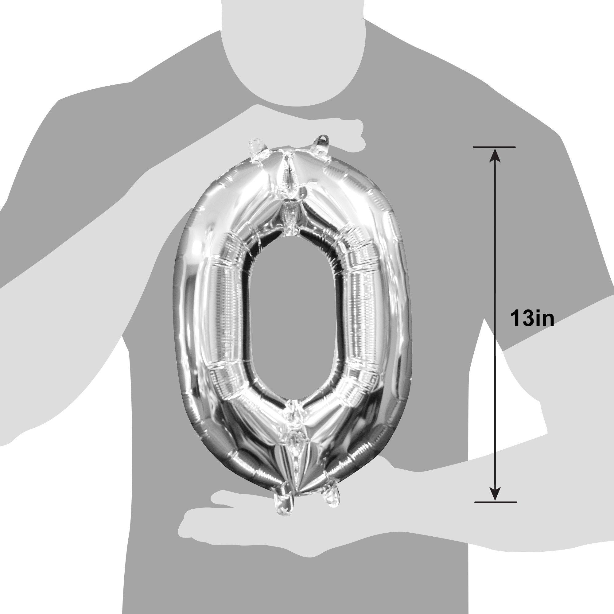 13in Air-Filled Silver Number (0-9) Balloons - Image 5