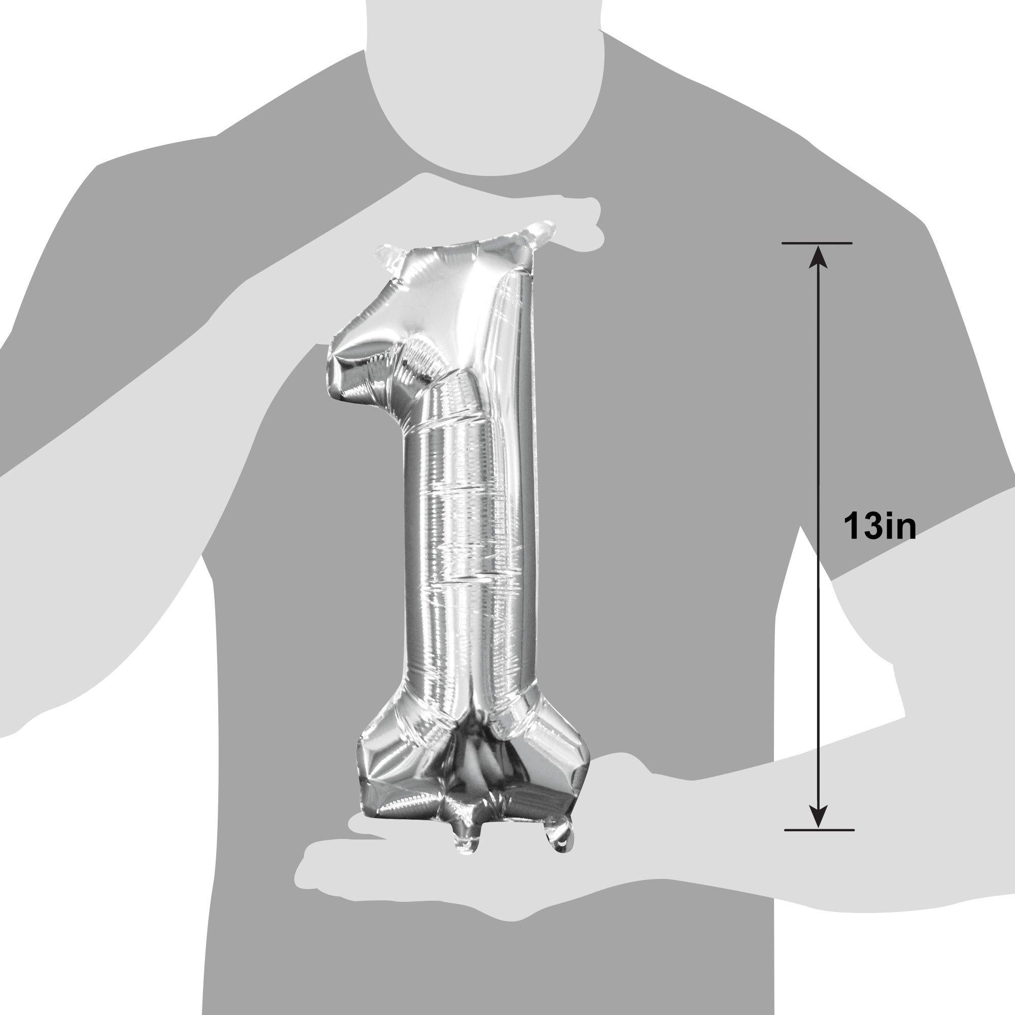 13in Air-Filled Silver Number (0-9) Balloons - Image 8