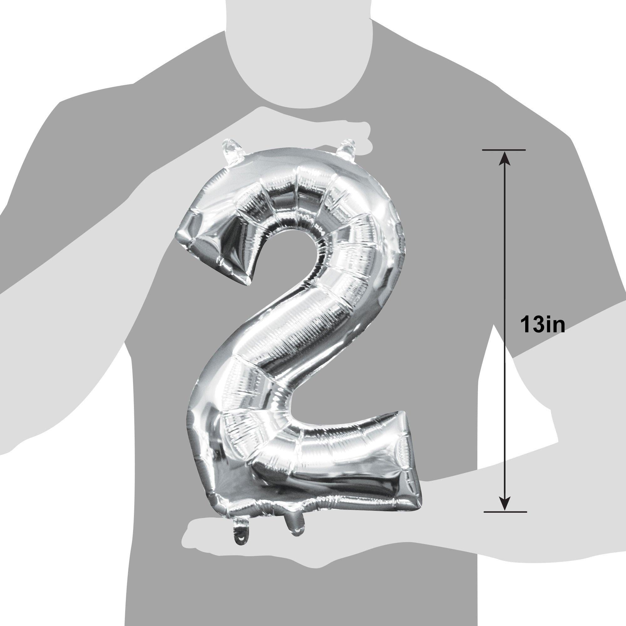 13in Air-Filled Silver Number (0-9) Balloons - Image 11