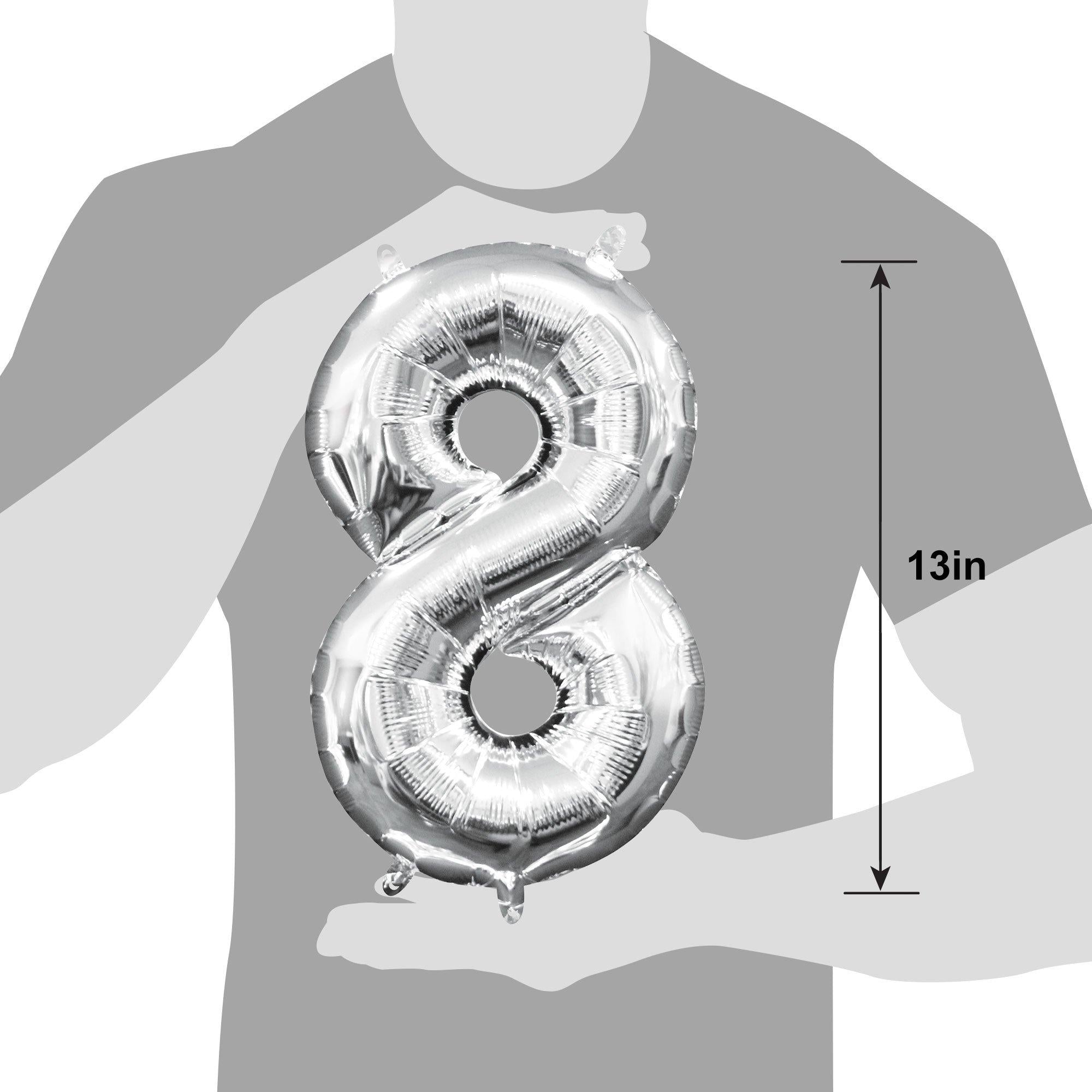 13in Air-Filled Silver Number (0-9) Balloons - Image 29