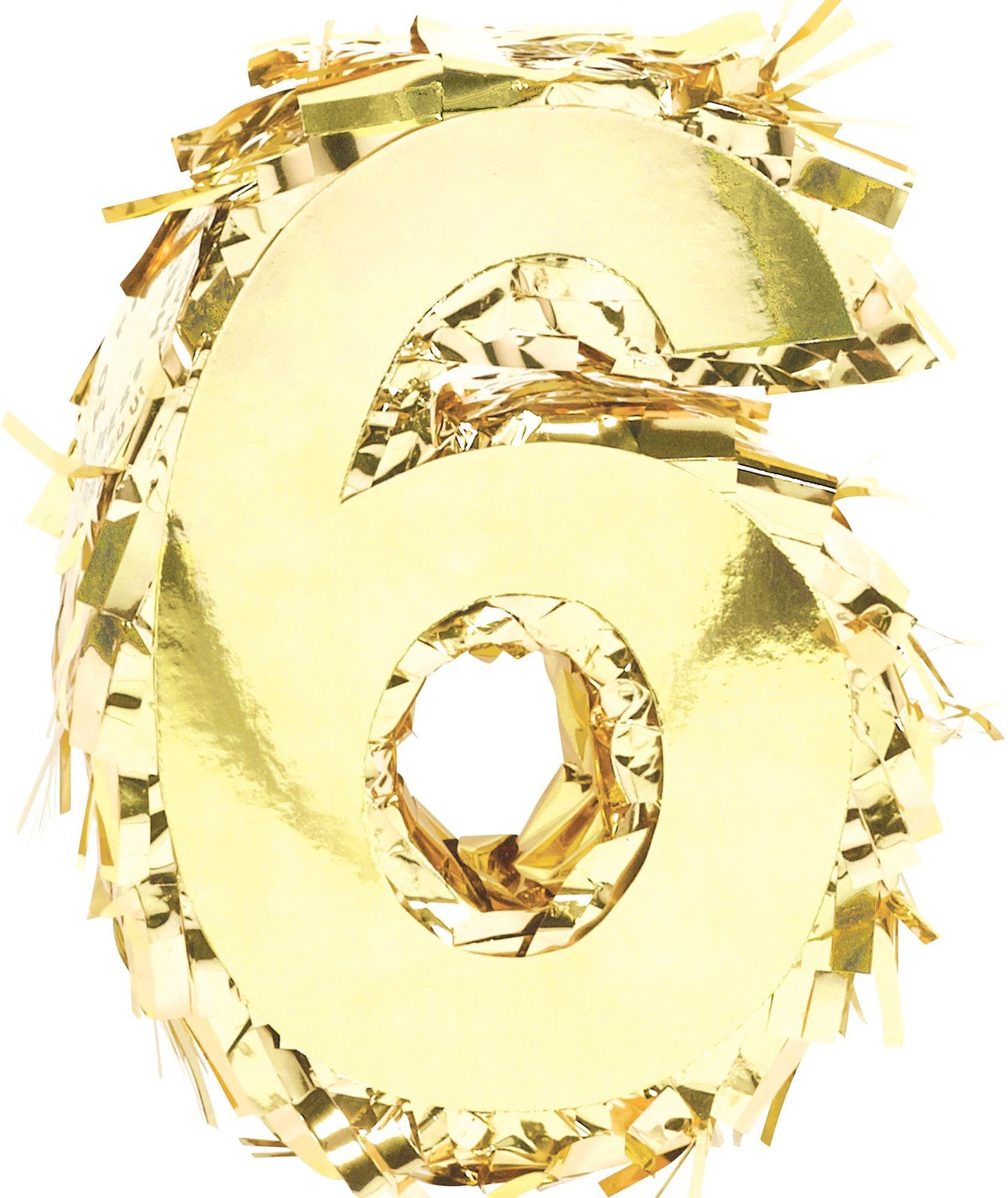 Mini Metallic Gold Number (0-9) Pinata Decoration - Image 7