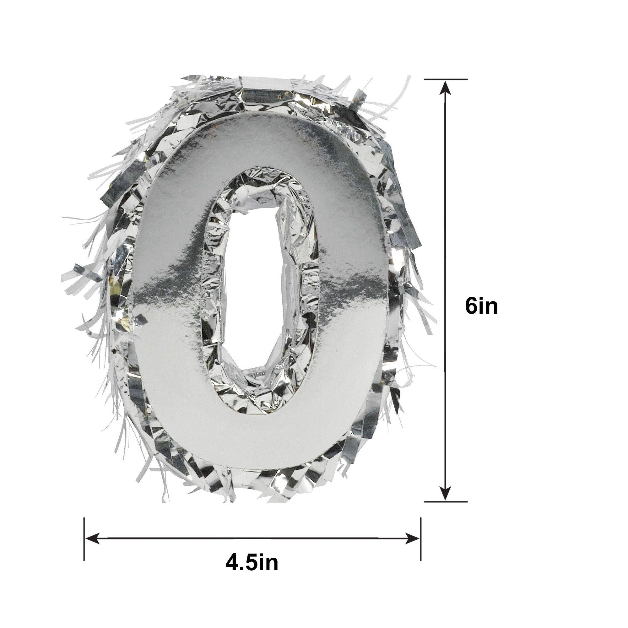 Mini Metallic Silver Number (0-9) Pinata Decoration - Image 3