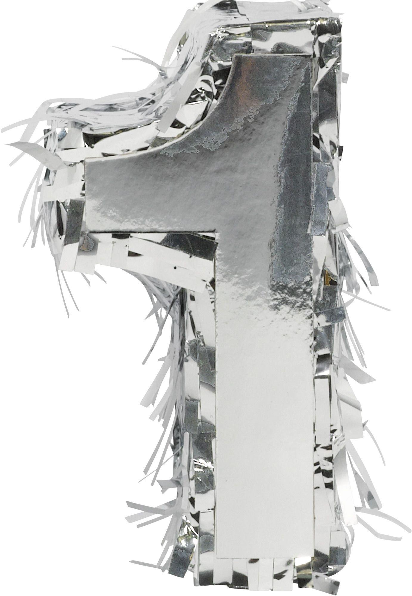Mini Metallic Silver Number (0-9) Pinata Decoration - Image 4