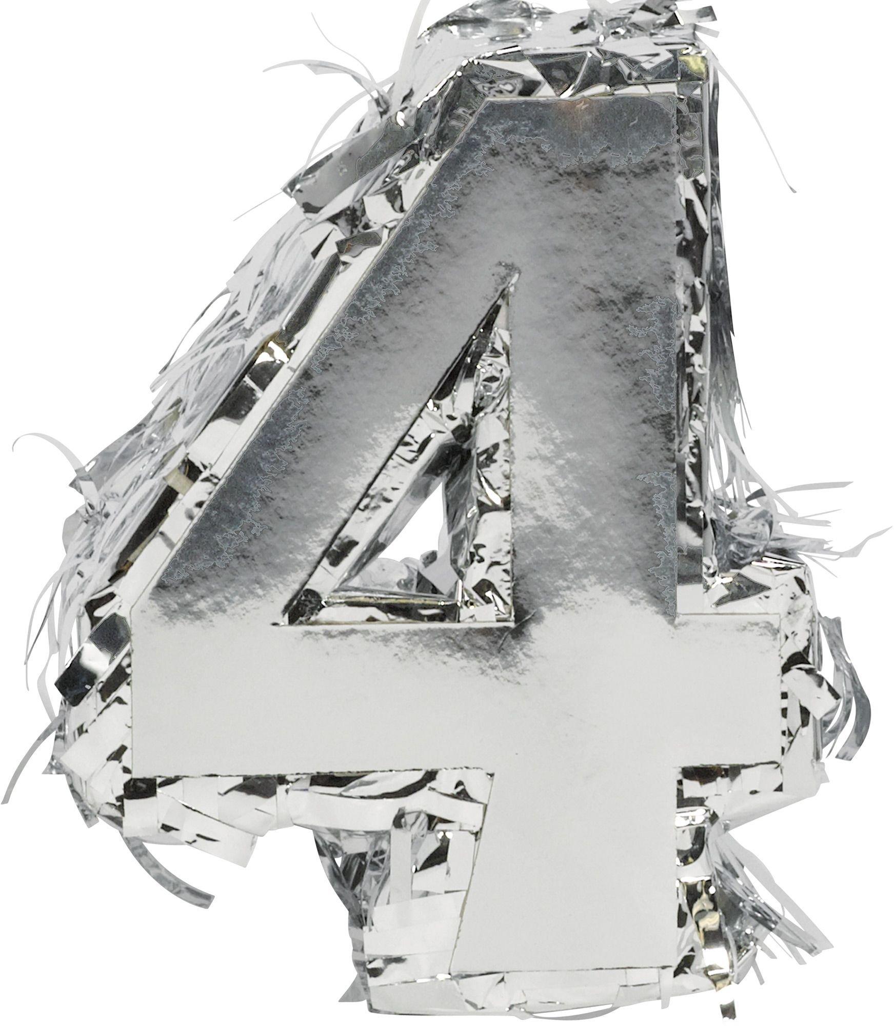 Mini Metallic Silver Number (0-9) Pinata Decoration - Image 7