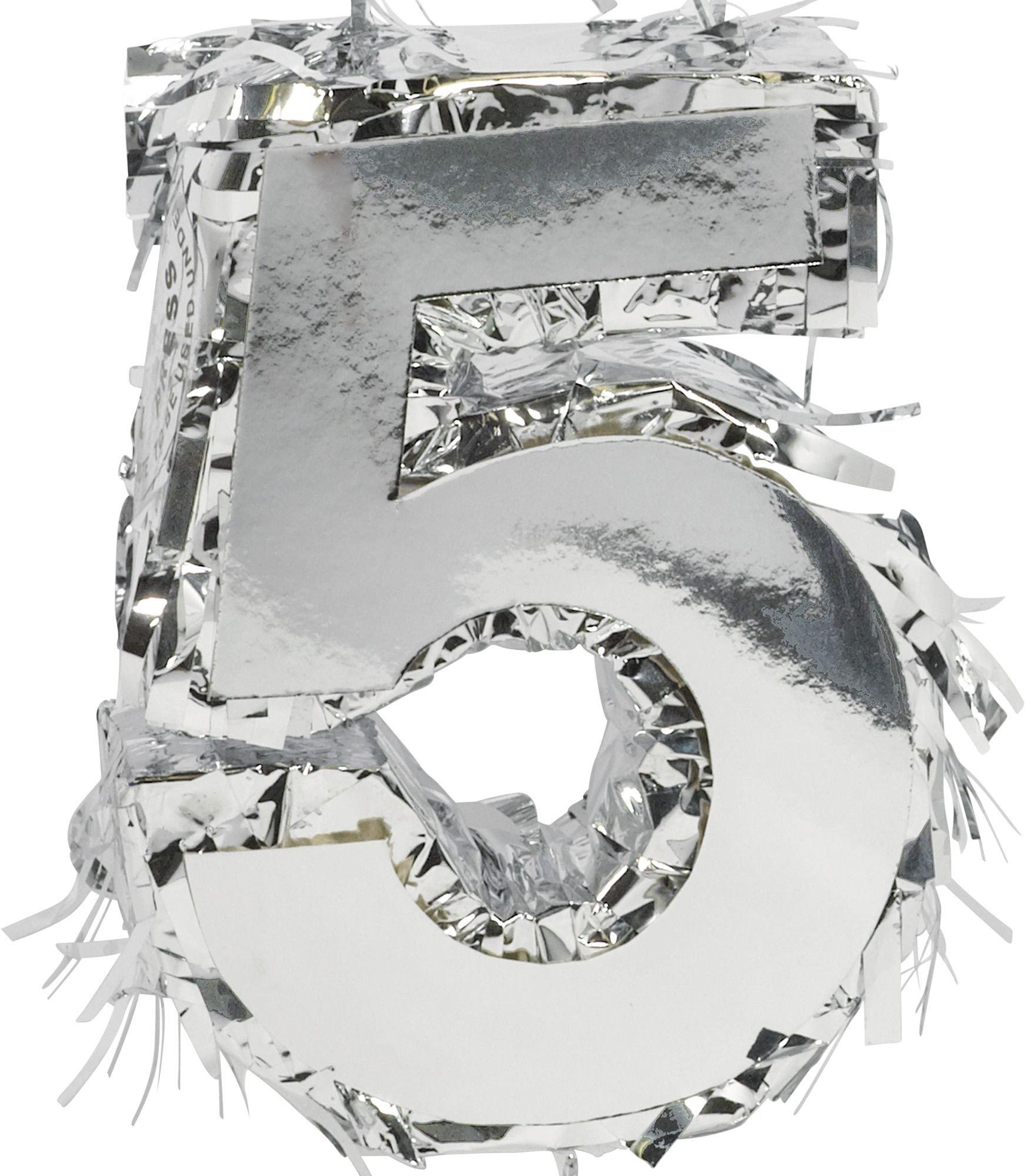 Mini Metallic Silver Number (0-9) Pinata Decoration - Image 8