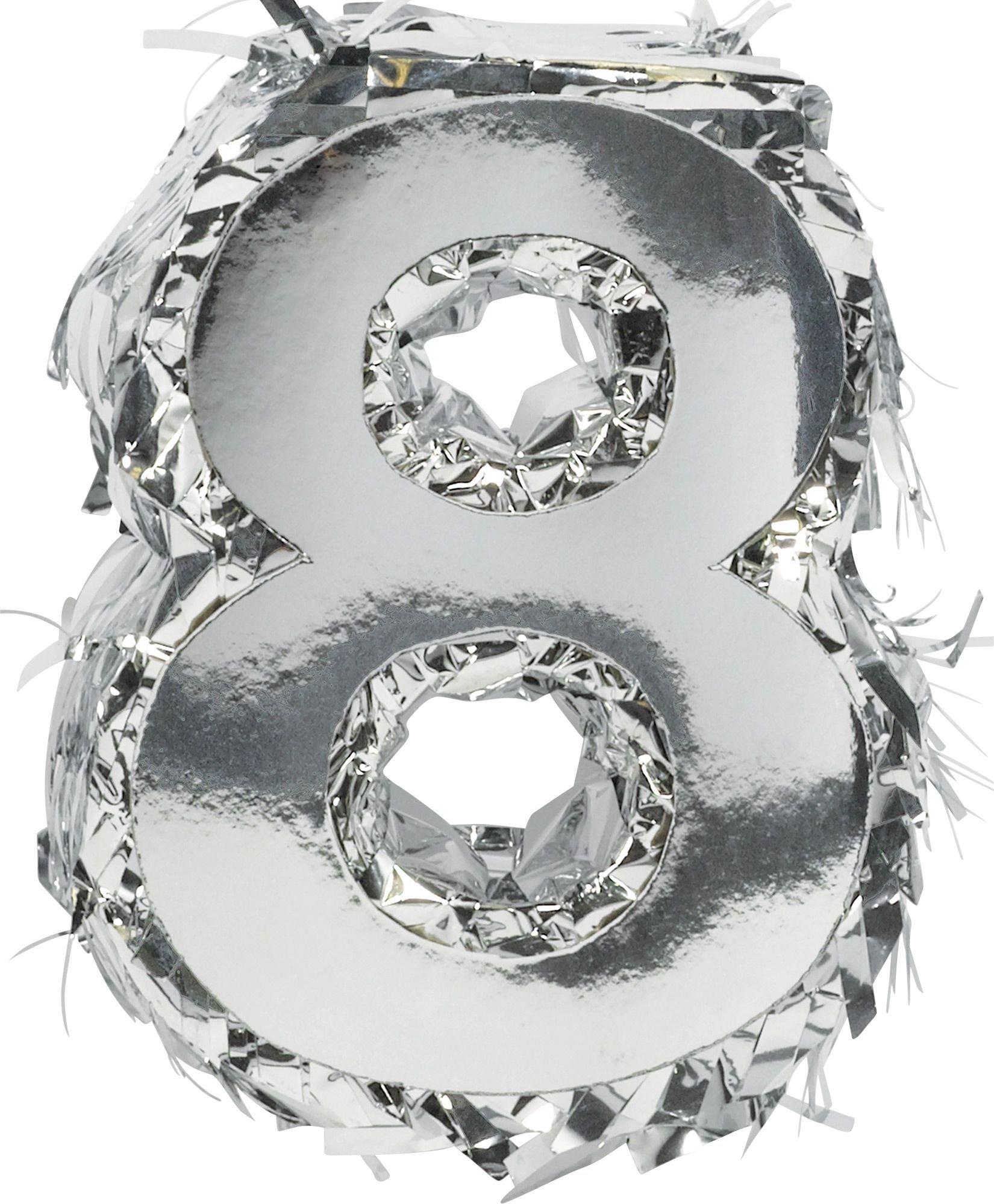Mini Metallic Silver Number (0-9) Pinata Decoration - Image 11