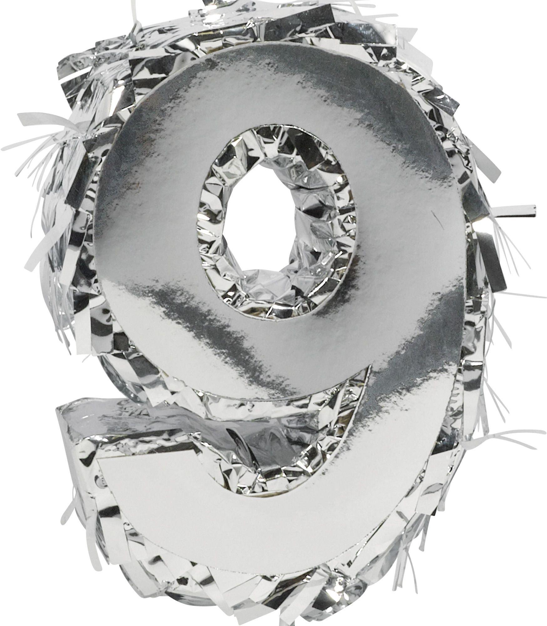 Mini Metallic Silver Number (0-9) Pinata Decoration - Image 12