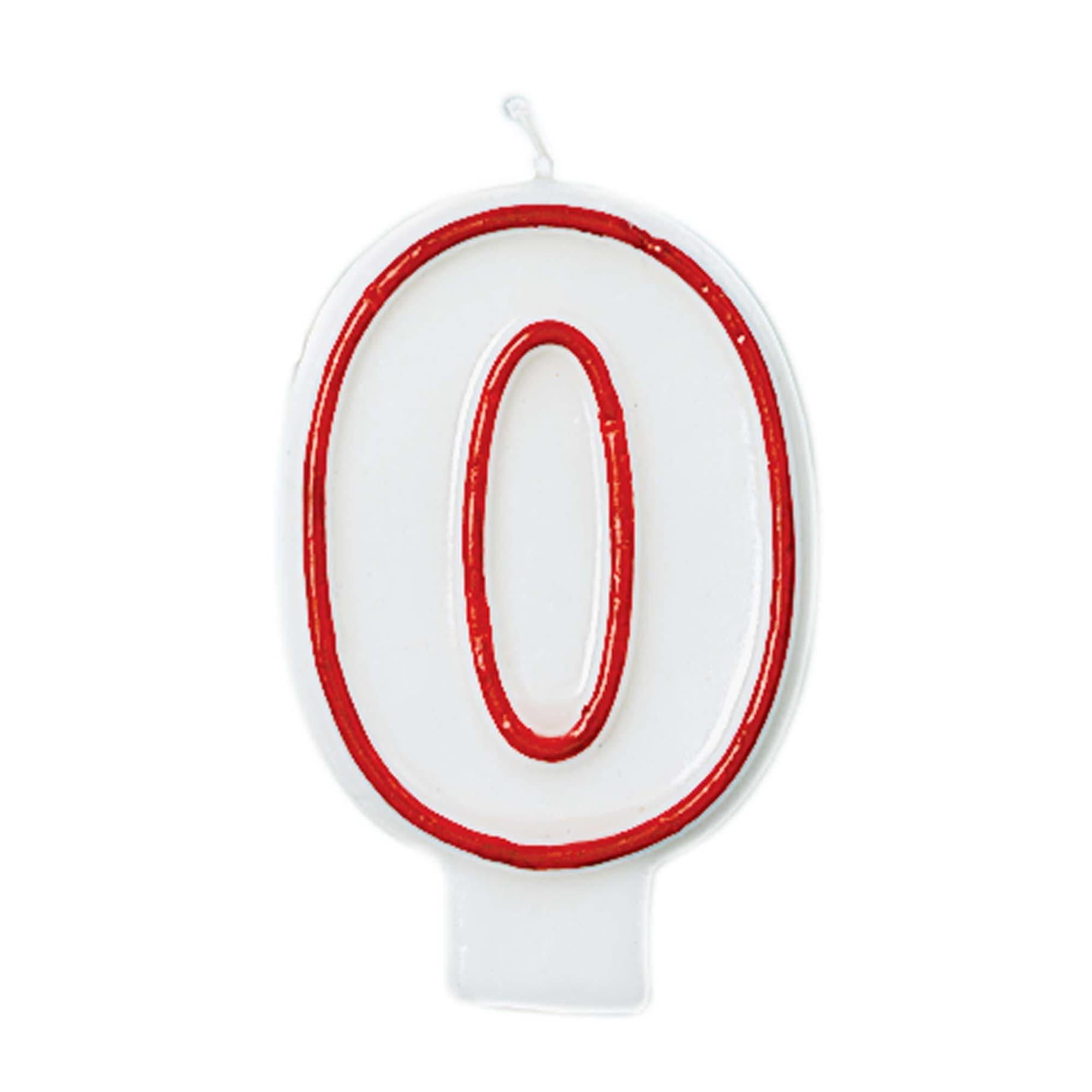 Red Outline Birthday Number (0-9) Candle. 3in