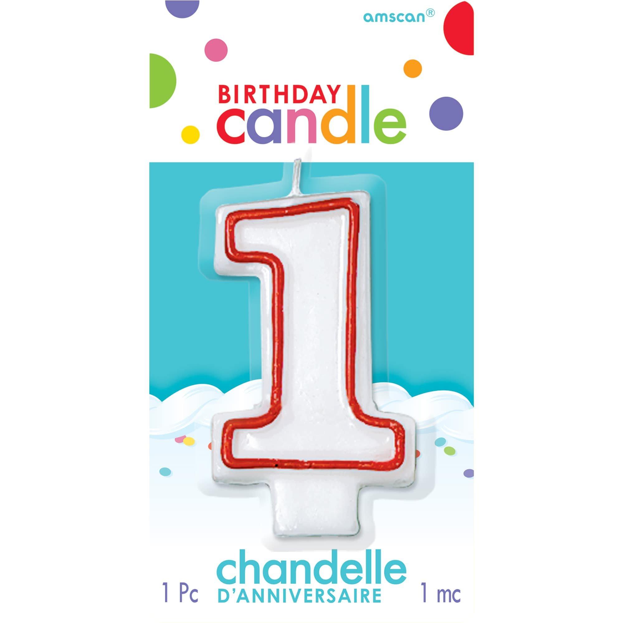 Red Outline Birthday Number (0-9) Candle. 3in - Image 4