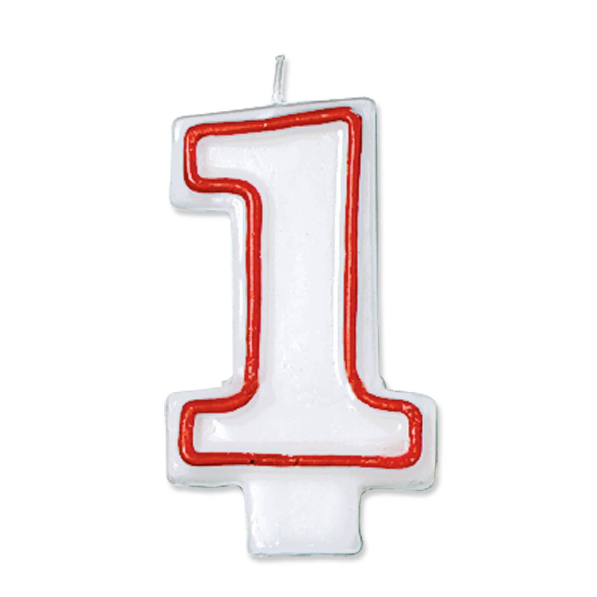Red Outline Birthday Number (0-9) Candle. 3in - Image 2