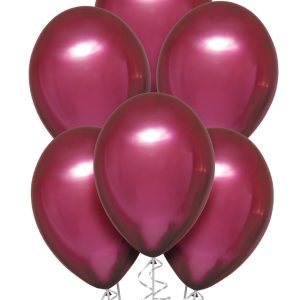 Bright Pink Metallic Chrome Satin Luxe Latex Balloons. 6ct