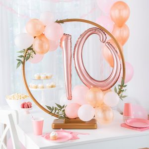 Air-Filled Rose Gold Cursive Number (0-9) Foil Balloon. 10in x 18in