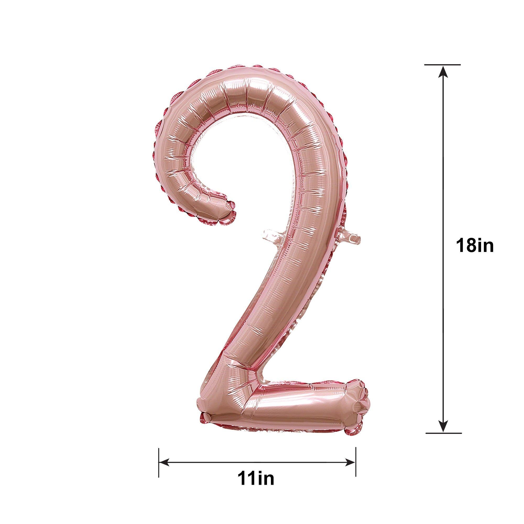 Air-Filled Rose Gold Cursive Number (0-9) Foil Balloon. 10in x 18in - Image 7