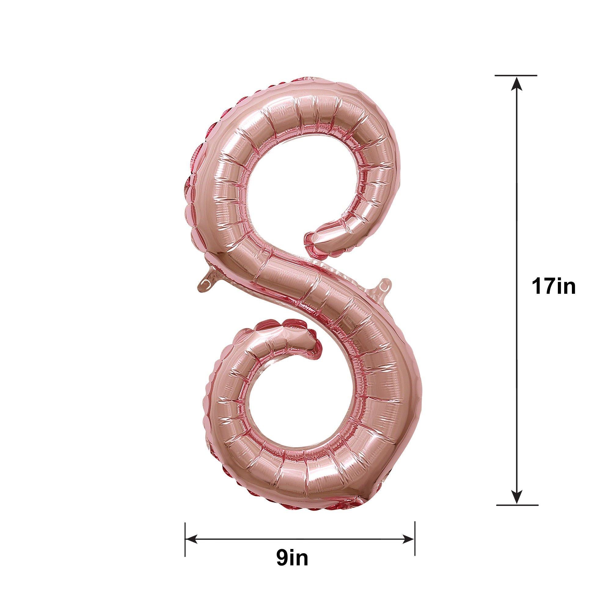 Air-Filled Rose Gold Cursive Number (0-9) Foil Balloon. 10in x 18in - Image 19