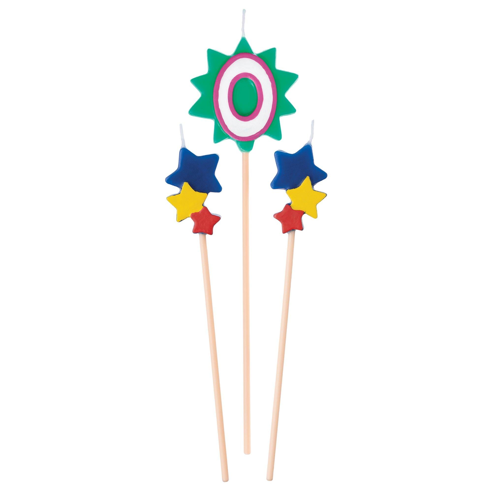 Birthday Star Number (0-9) Candle Pick Set. 3pc