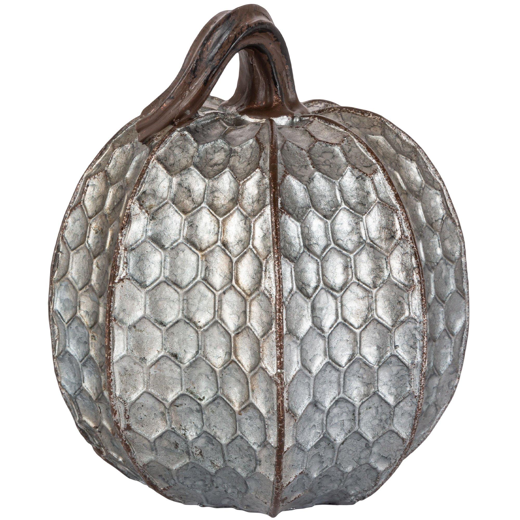 Metal-Look Stone & Resin Pumpkin. Sizes 5.9in x 4.5in and 4.7in x 4.9in - Image 4