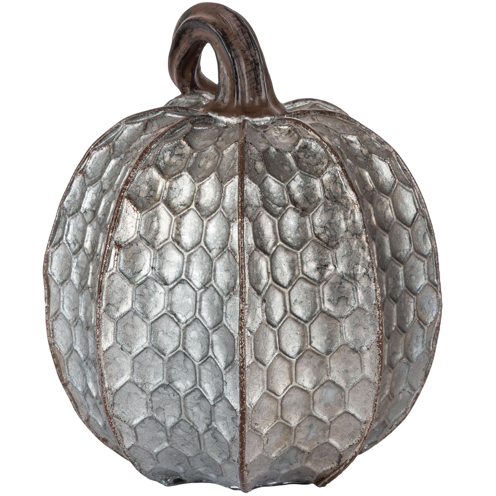 Metal-Look Stone & Resin Pumpkin. Sizes 5.9in x 4.5in and 4.7in x 4.9in - Image 5