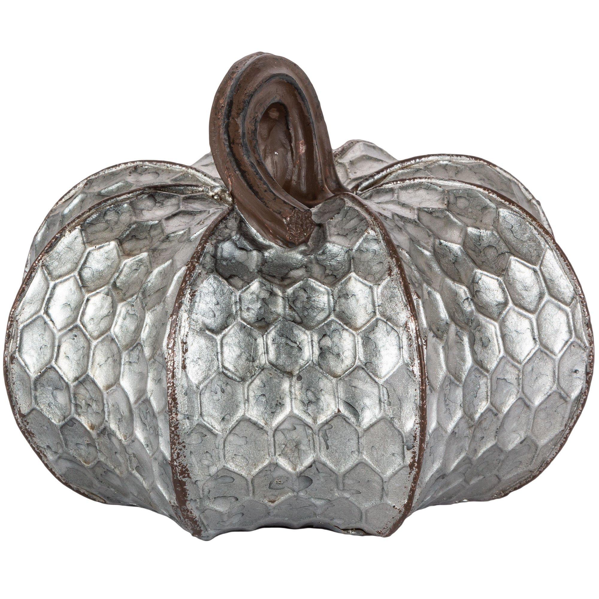 Metal-Look Stone & Resin Pumpkin. Sizes 5.9in x 4.5in and 4.7in x 4.9in - Image 8