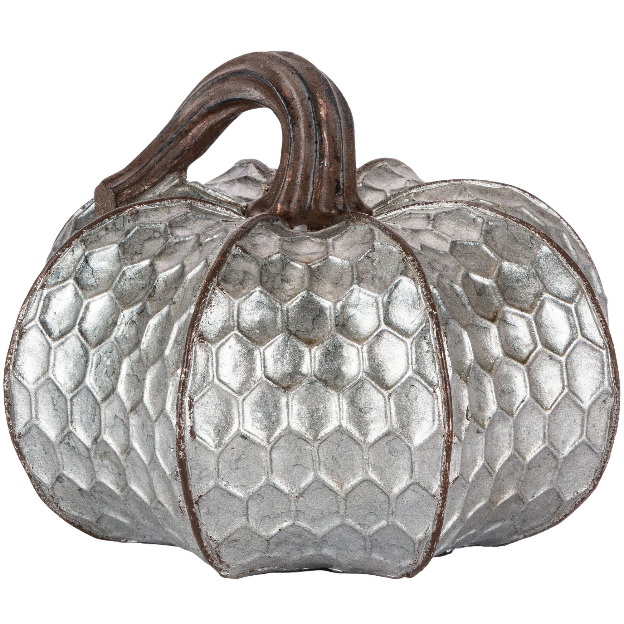 Metal-Look Stone & Resin Pumpkin. Sizes 5.9in x 4.5in and 4.7in x 4.9in - Image 9