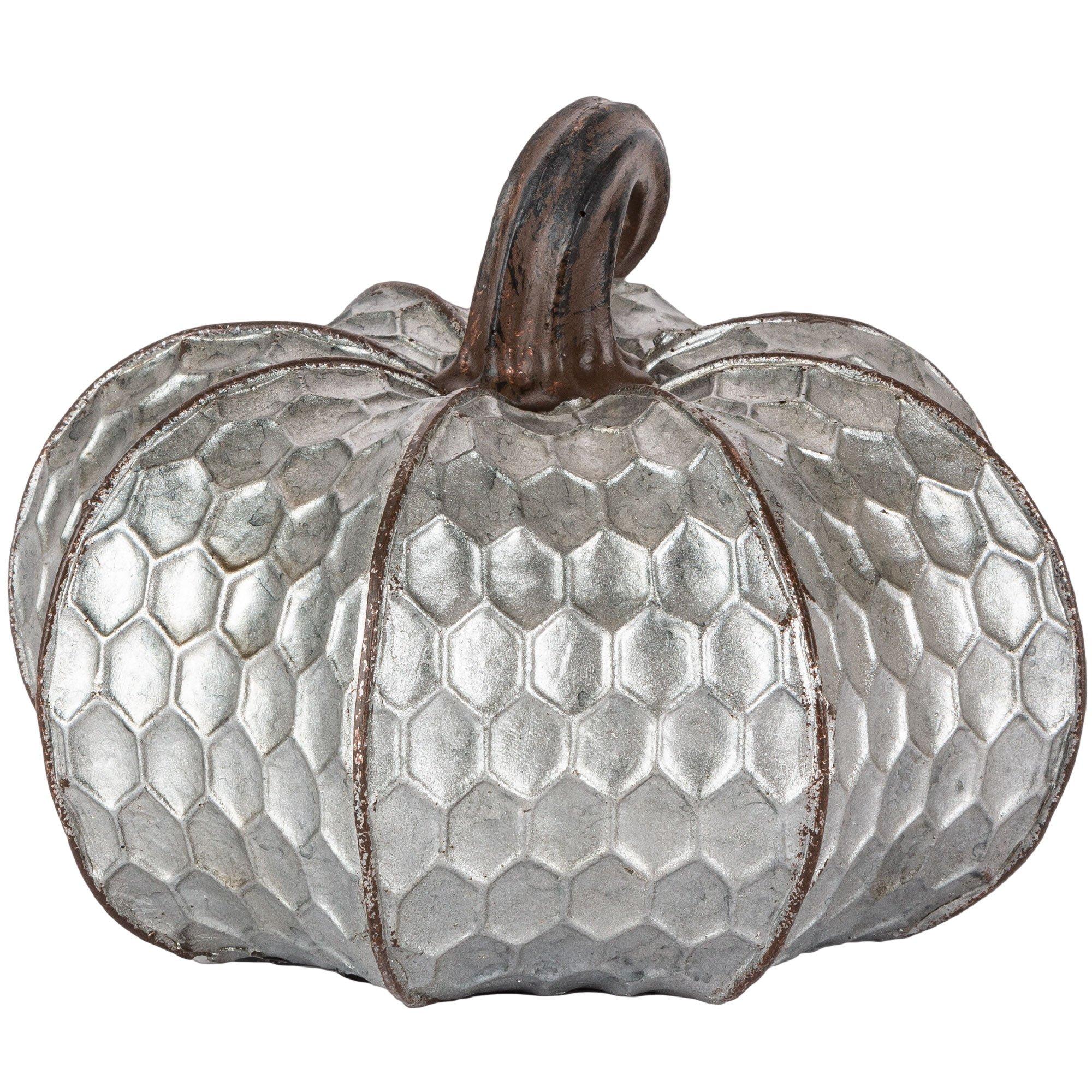 Metal-Look Stone & Resin Pumpkin. Sizes 5.9in x 4.5in and 4.7in x 4.9in - Image 10