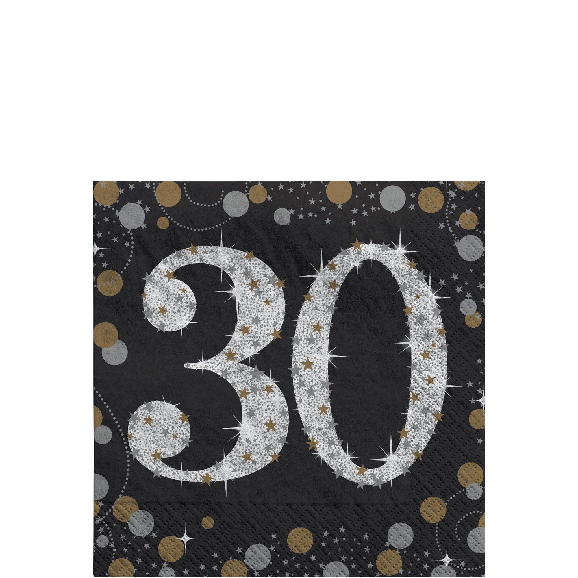 Milestone Beverage Napkins. 16ct - Sparkling Celebration. Ages 30. 40. 50. 60 - Image 2