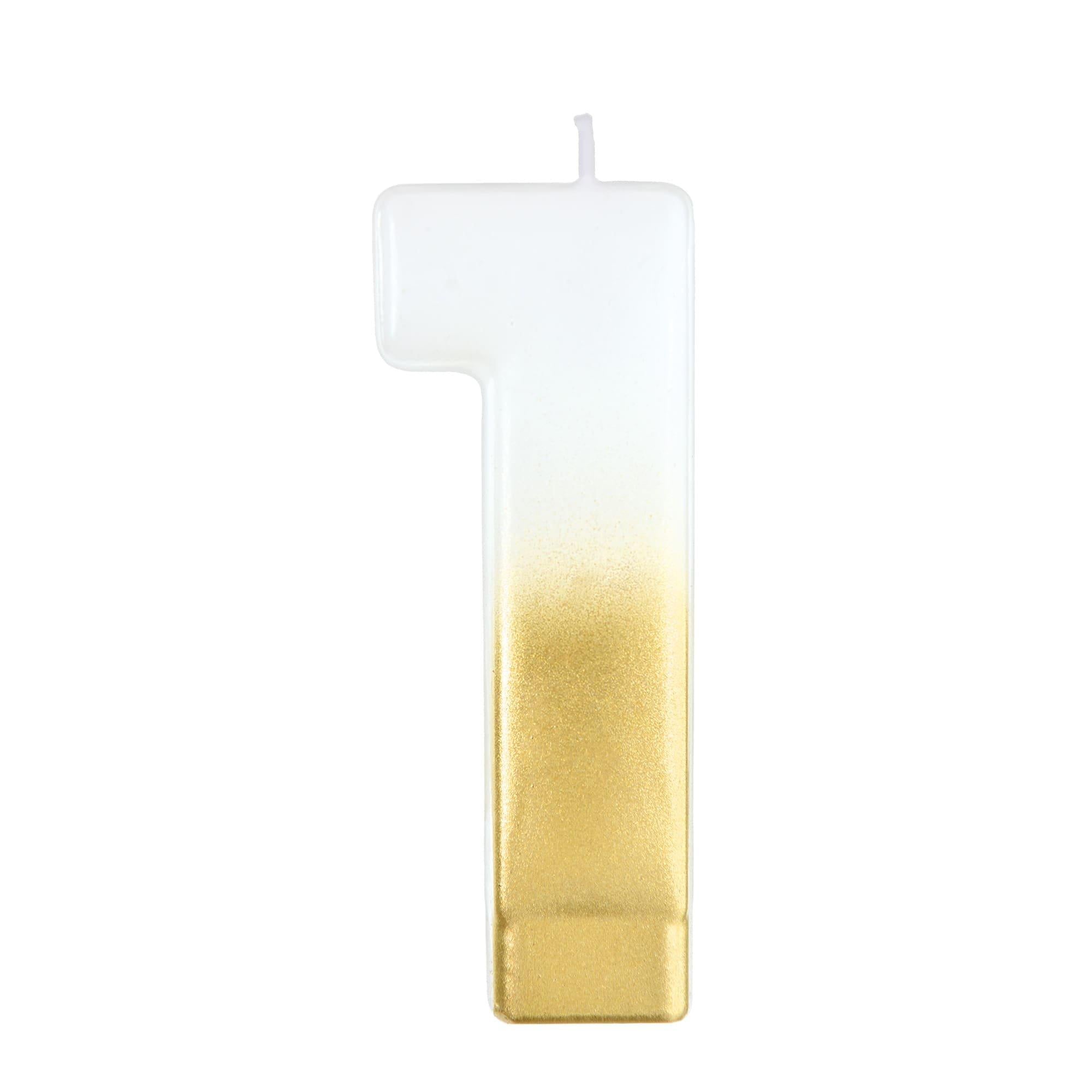 White & Gold Number (0-9) Birthday Candle. 3in - Image 2
