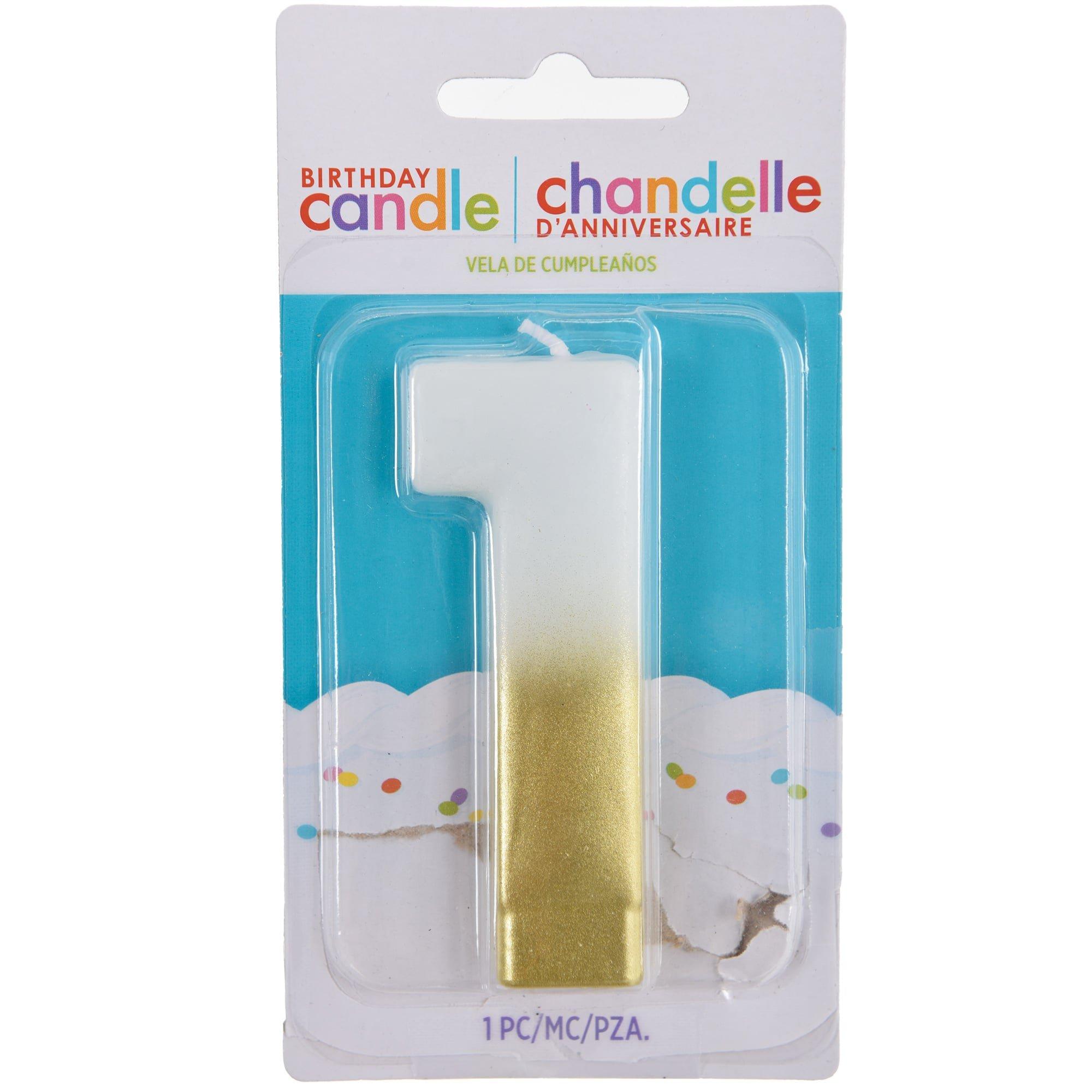 White & Gold Number (0-9) Birthday Candle. 3in - Image 5