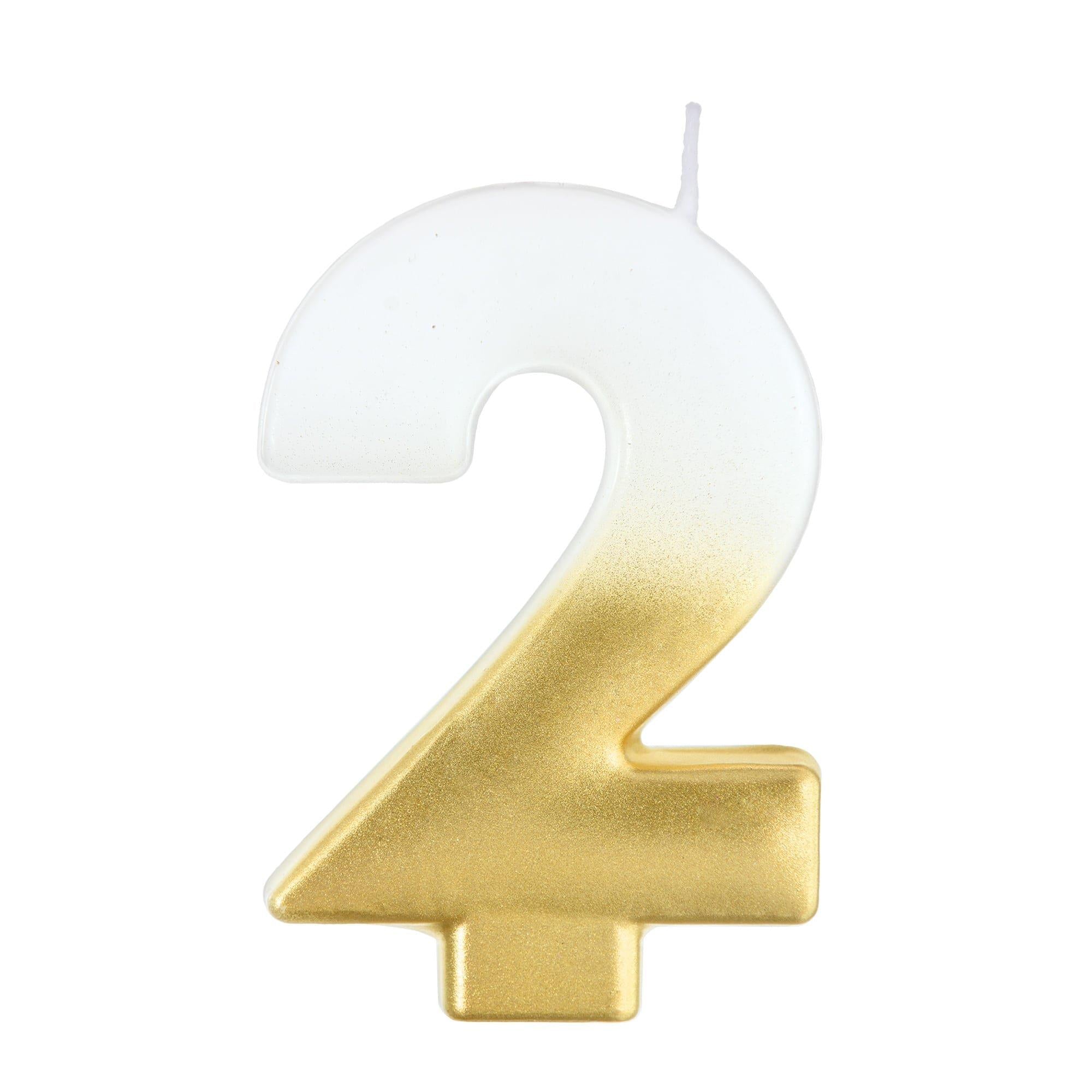 White & Gold Number (0-9) Birthday Candle. 3in - Image 6