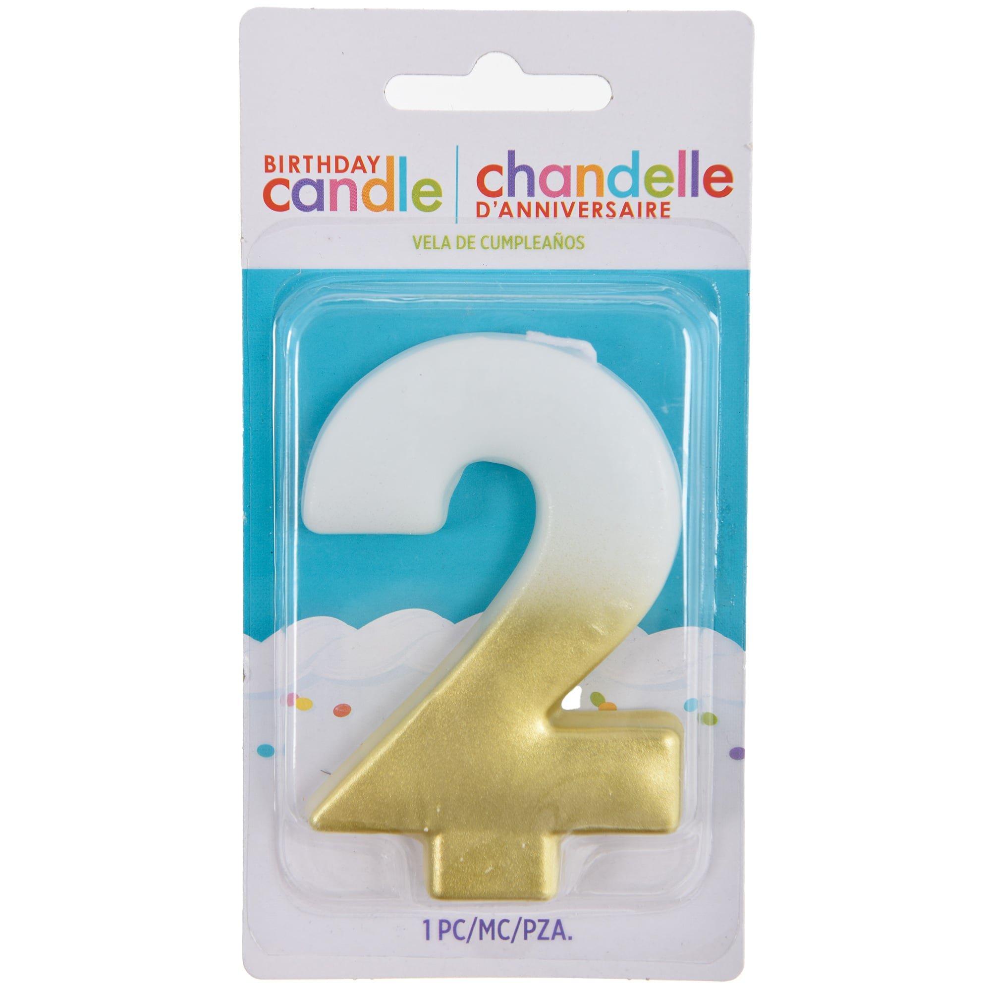White & Gold Number (0-9) Birthday Candle. 3in - Image 7