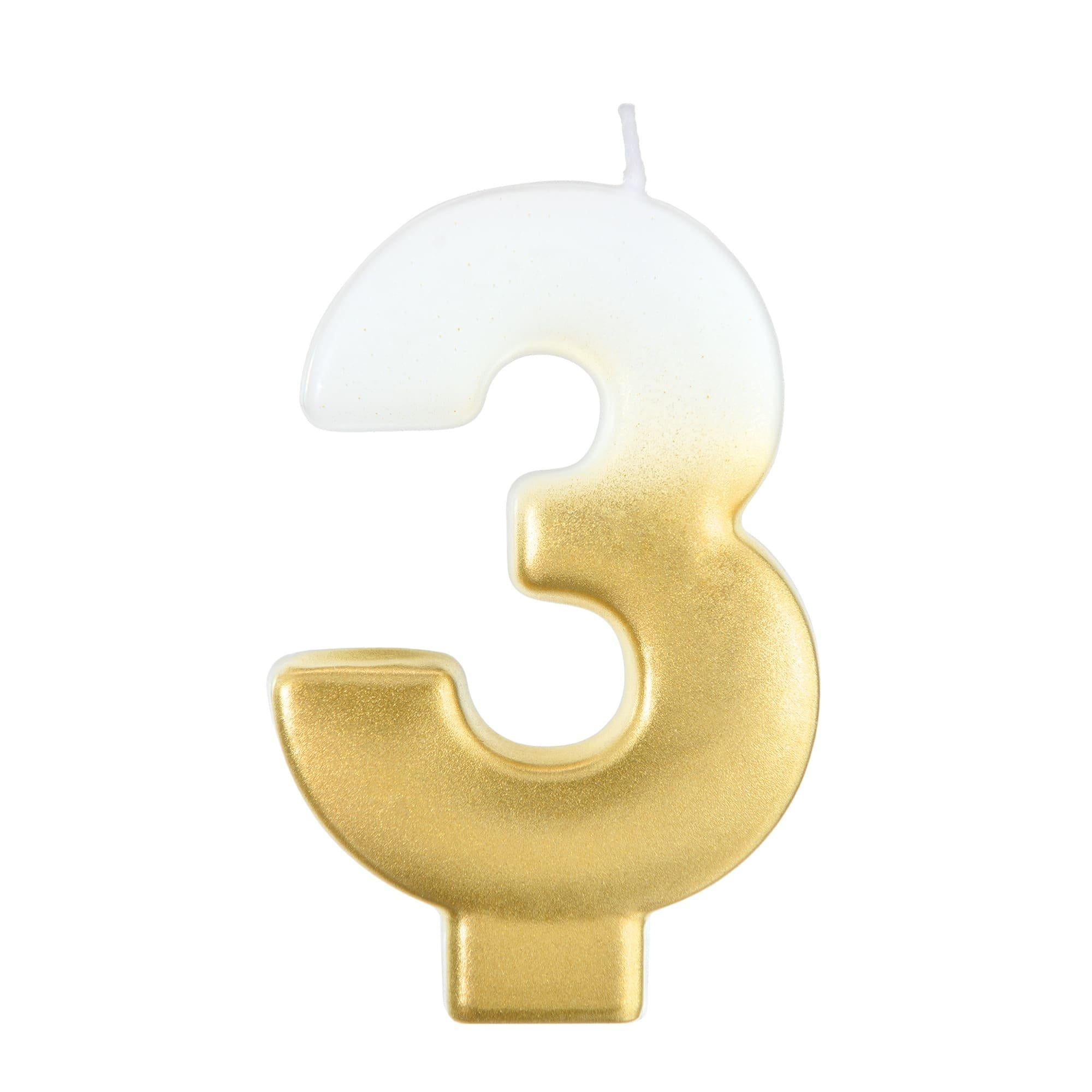 White & Gold Number (0-9) Birthday Candle. 3in - Image 8