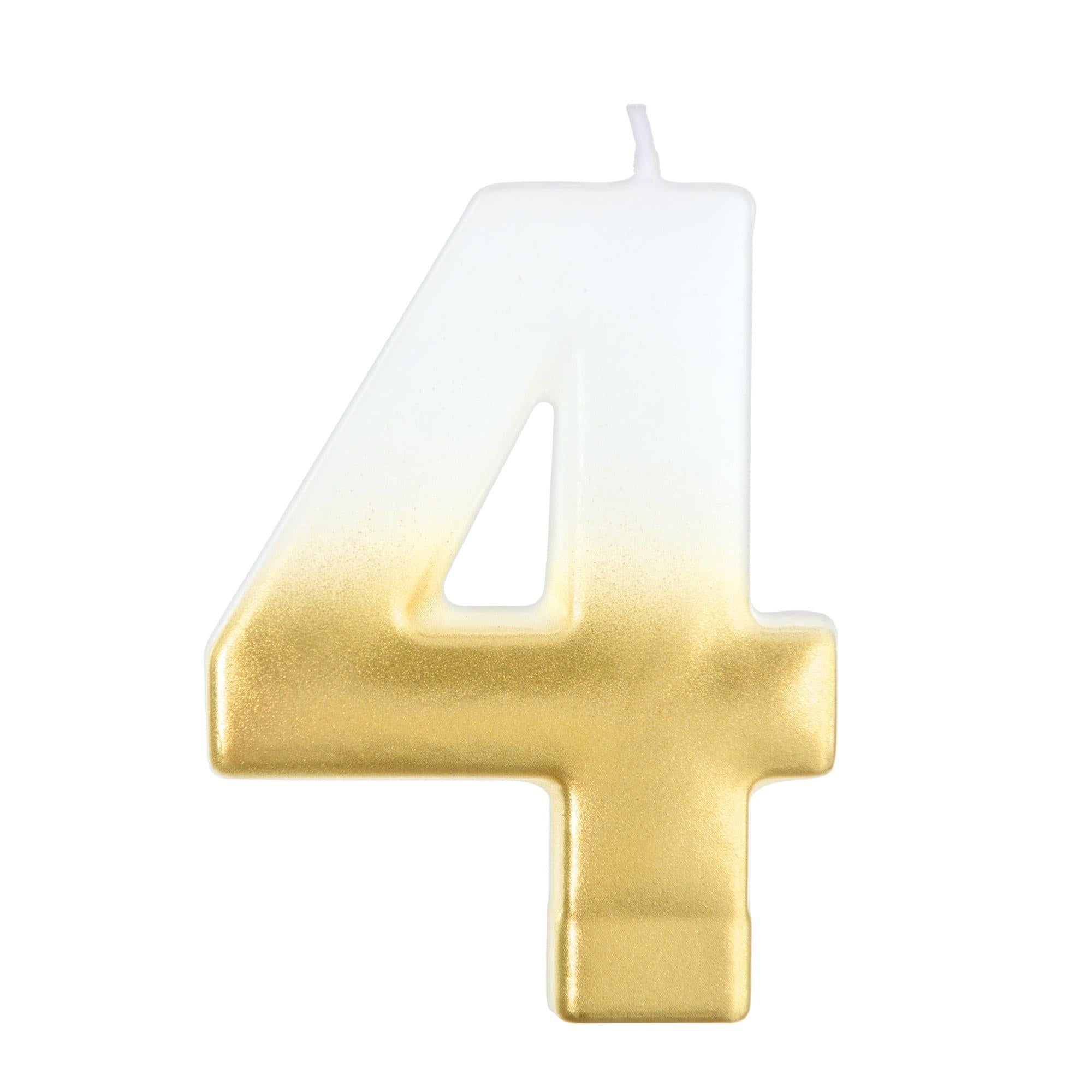White & Gold Number (0-9) Birthday Candle. 3in - Image 10