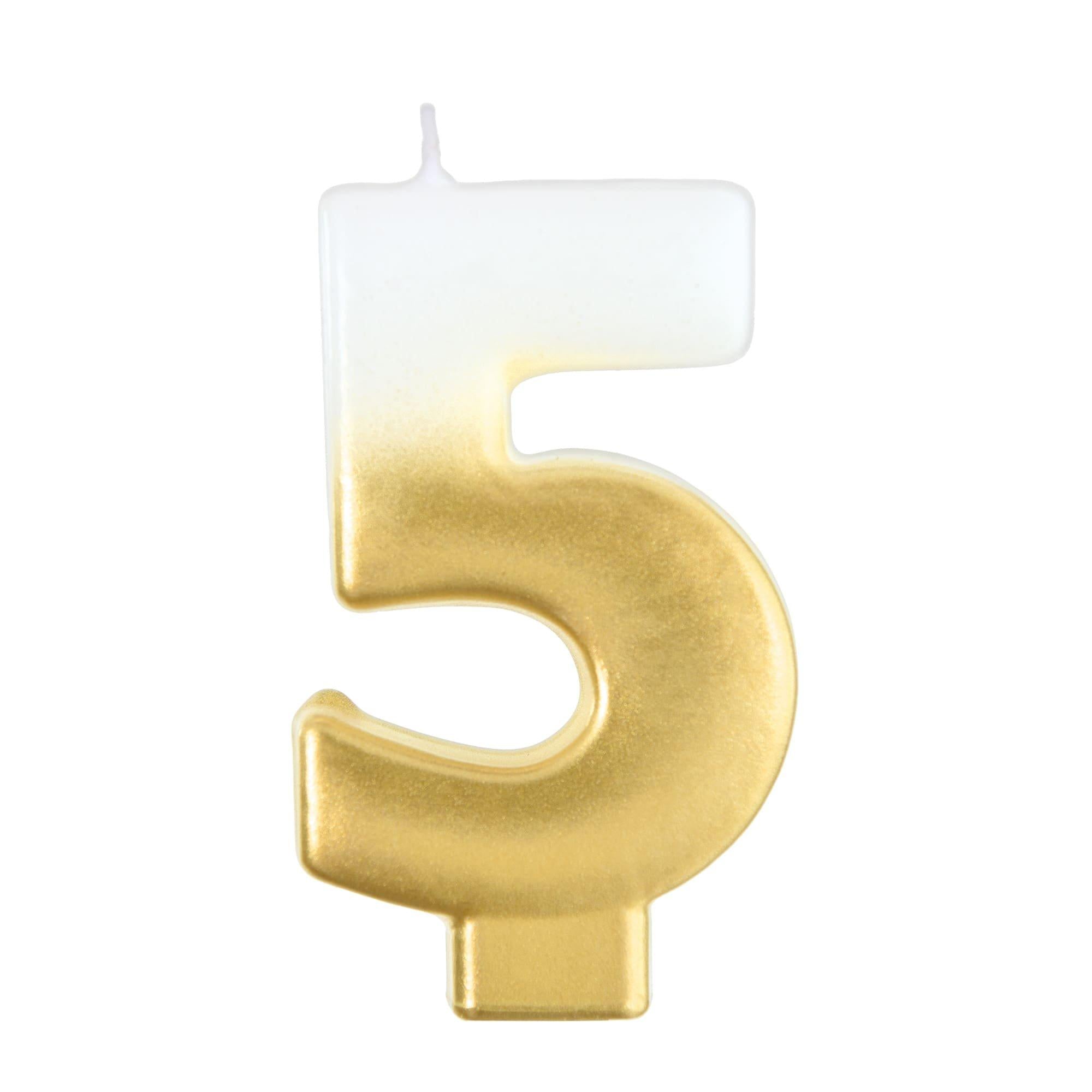 White & Gold Number (0-9) Birthday Candle. 3in - Image 12