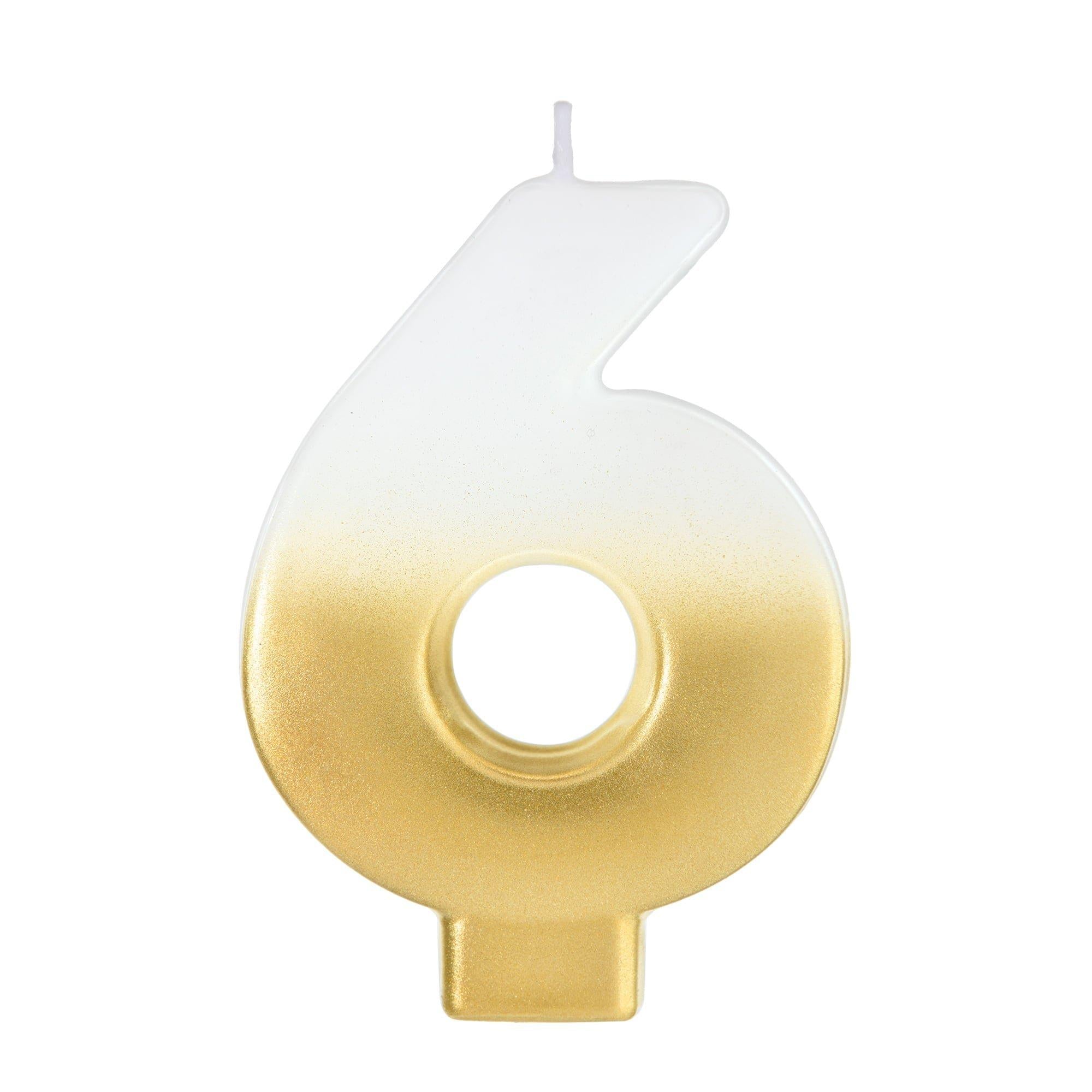 White & Gold Number (0-9) Birthday Candle. 3in - Image 14