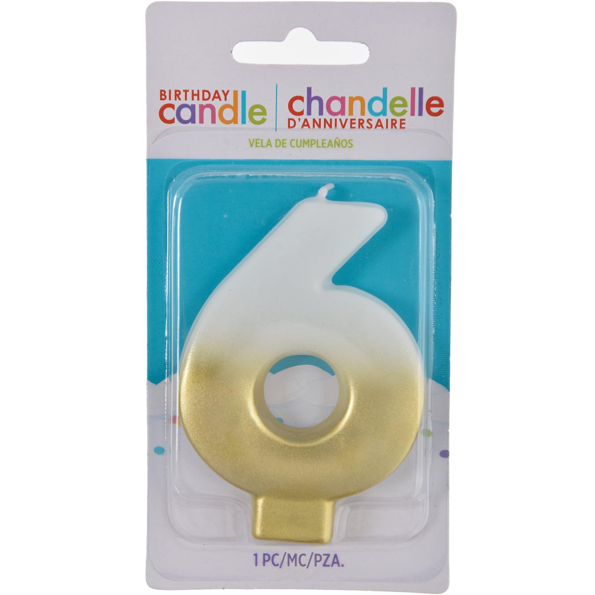 White & Gold Number (0-9) Birthday Candle. 3in - Image 15